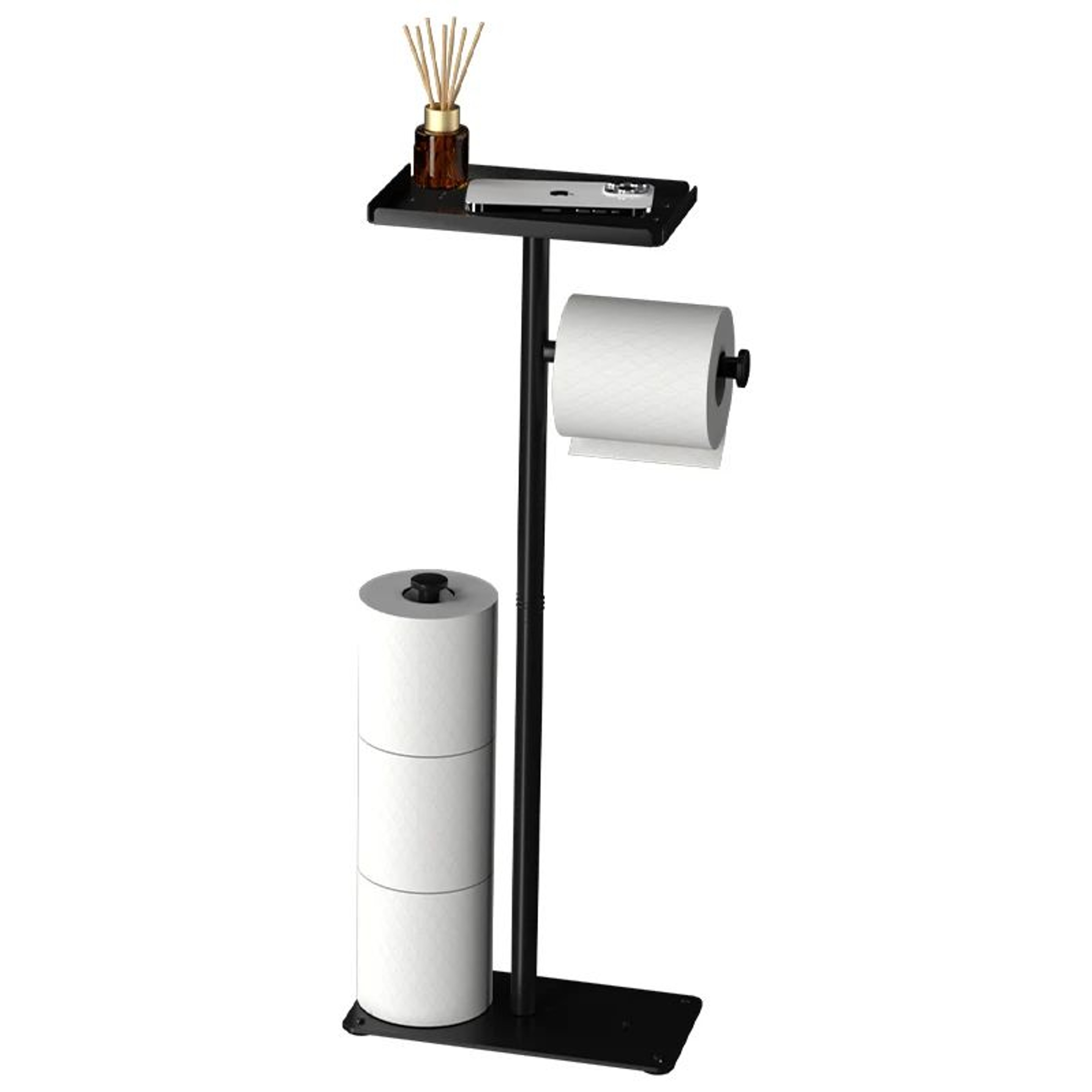 Vertical Toilet Paper Holder With Shelf And Multi Roll Bathroom Storage Rack 1