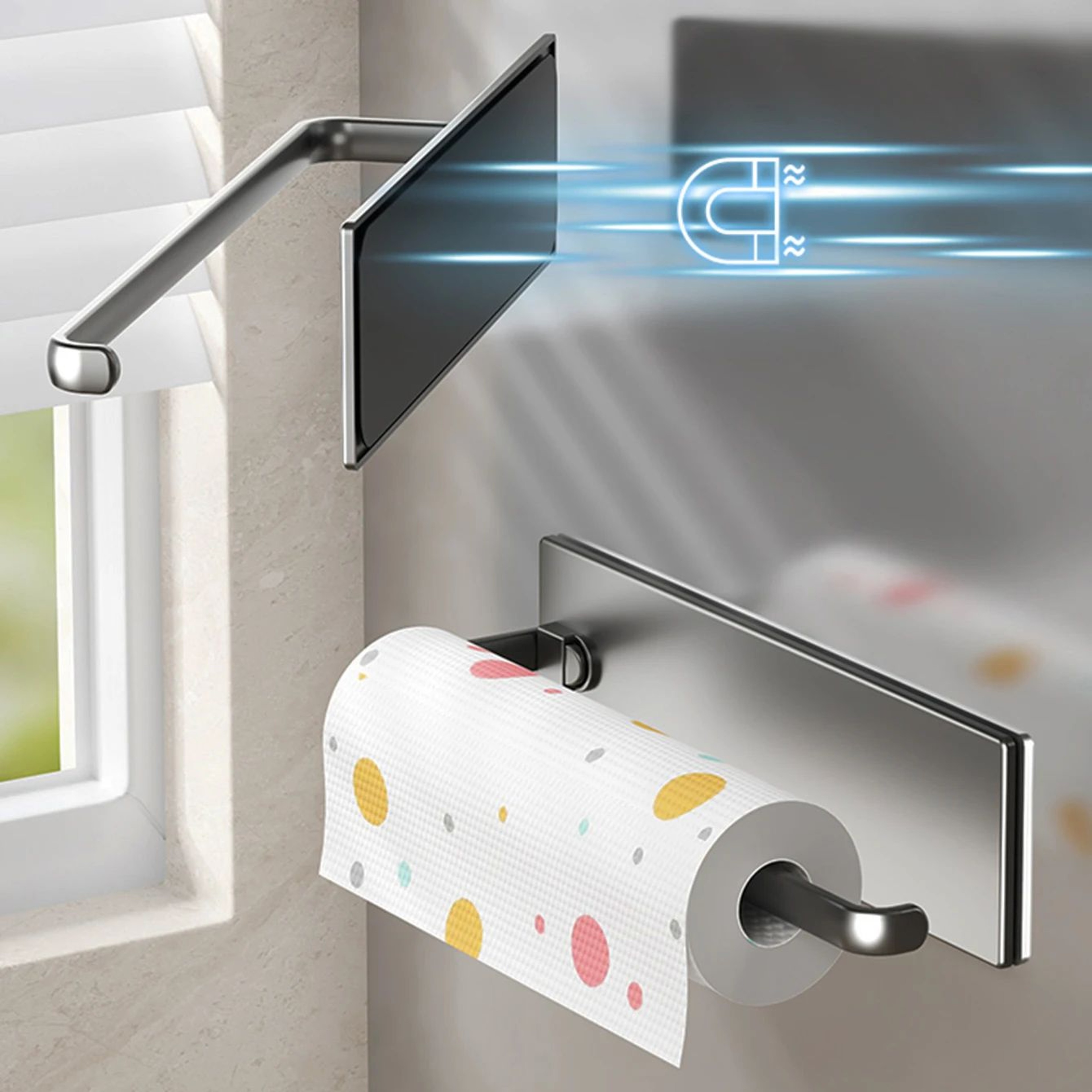 Magnetic Paper Towel Holder For Fridge  No Drill Kitchen Roll Organizer 3