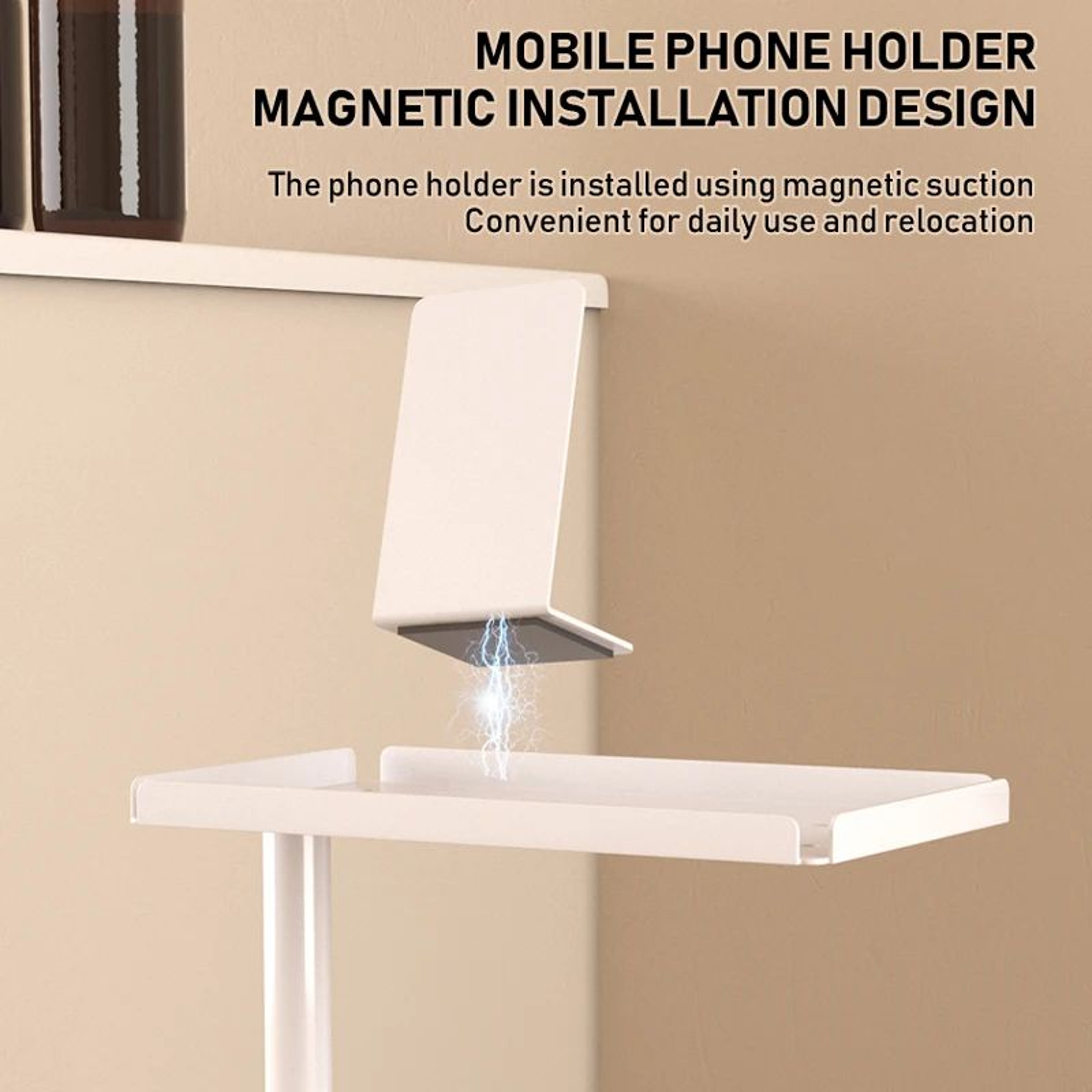 Floor Standing Toilet Paper Holder With Magnetic Roll Bar And Toilet Brush Storage Tray 4