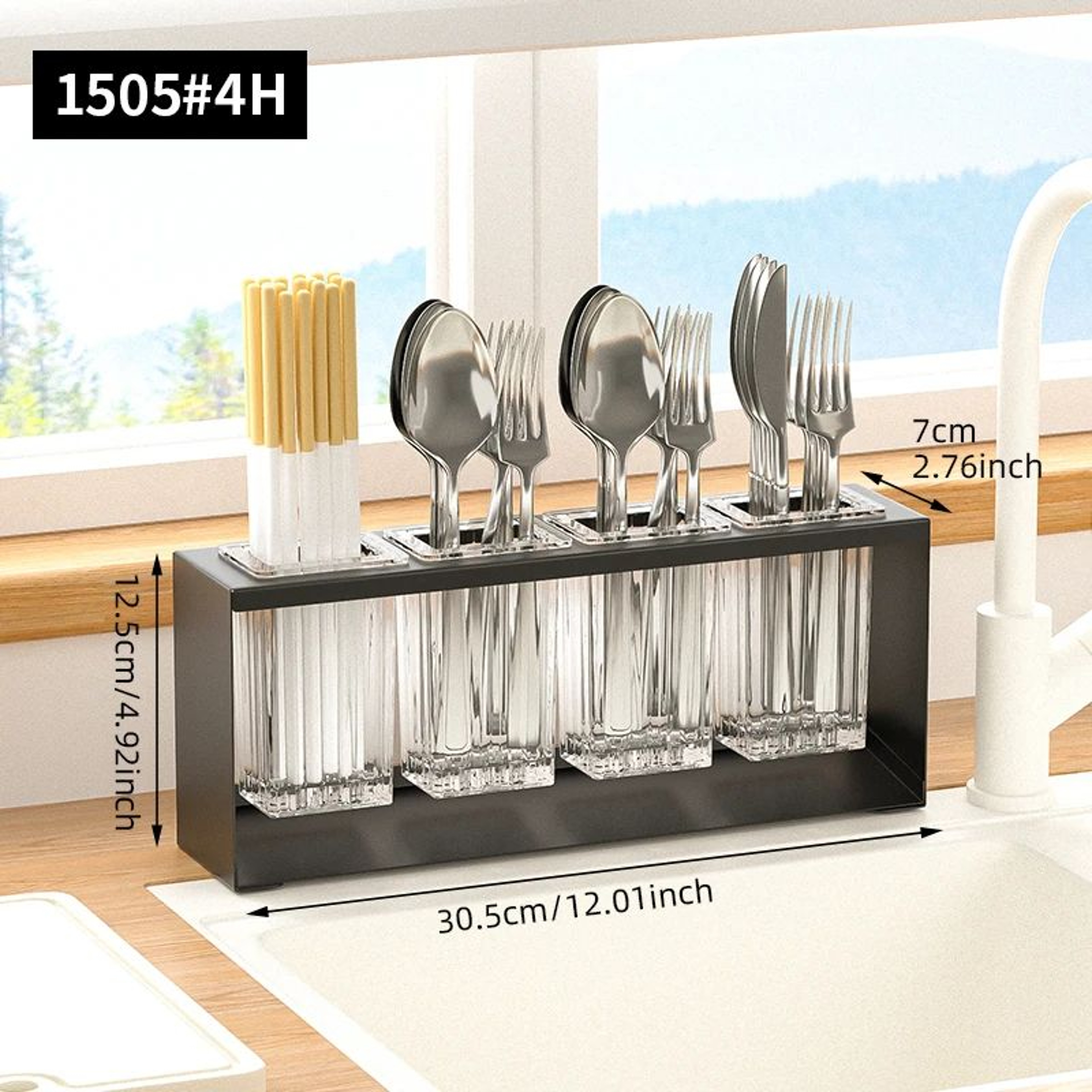 Countertop Chopstick And Utensil Holder With Drainage Rack 6