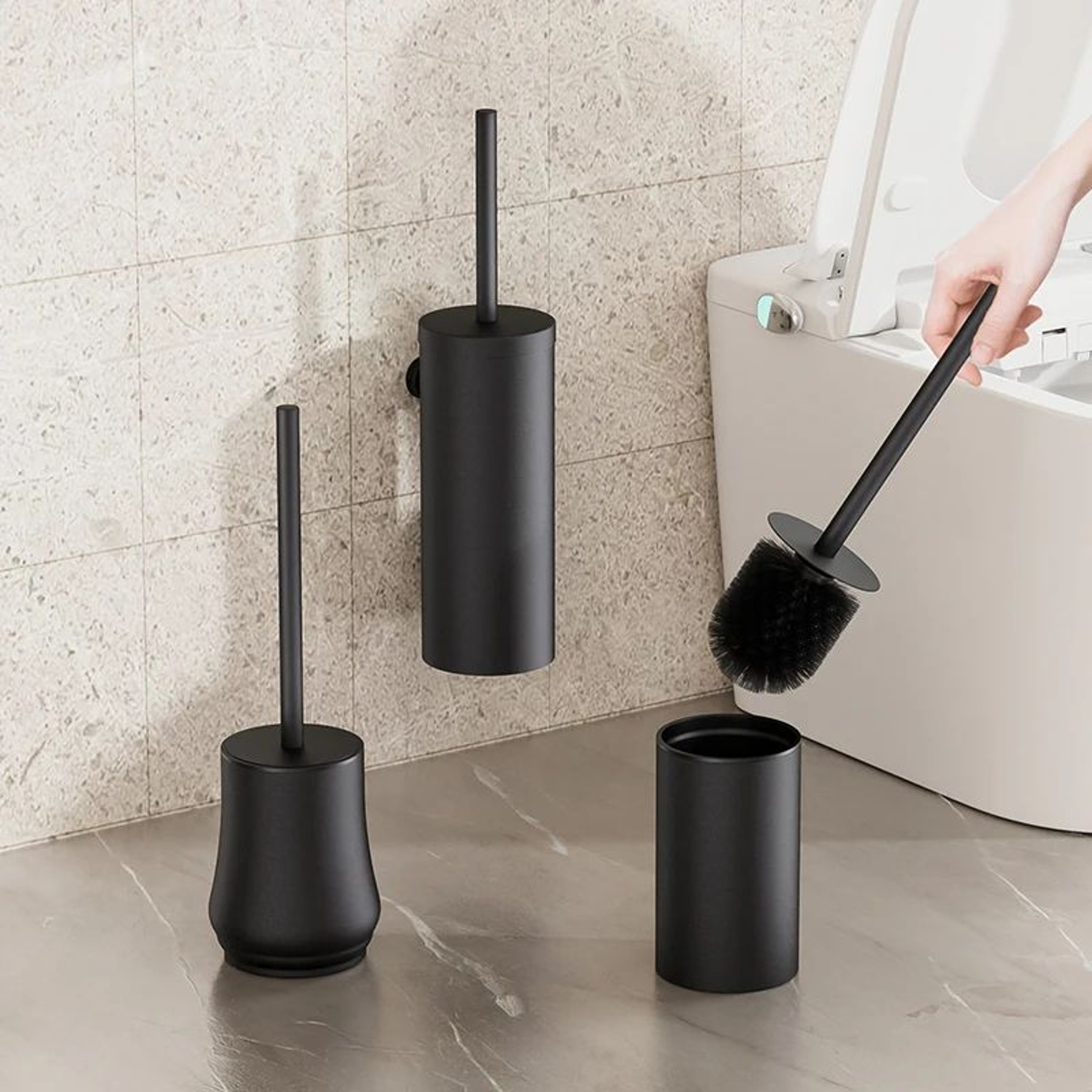 Modern Toilet Brush And Holder With Stand For Bathroom Cleaning 0