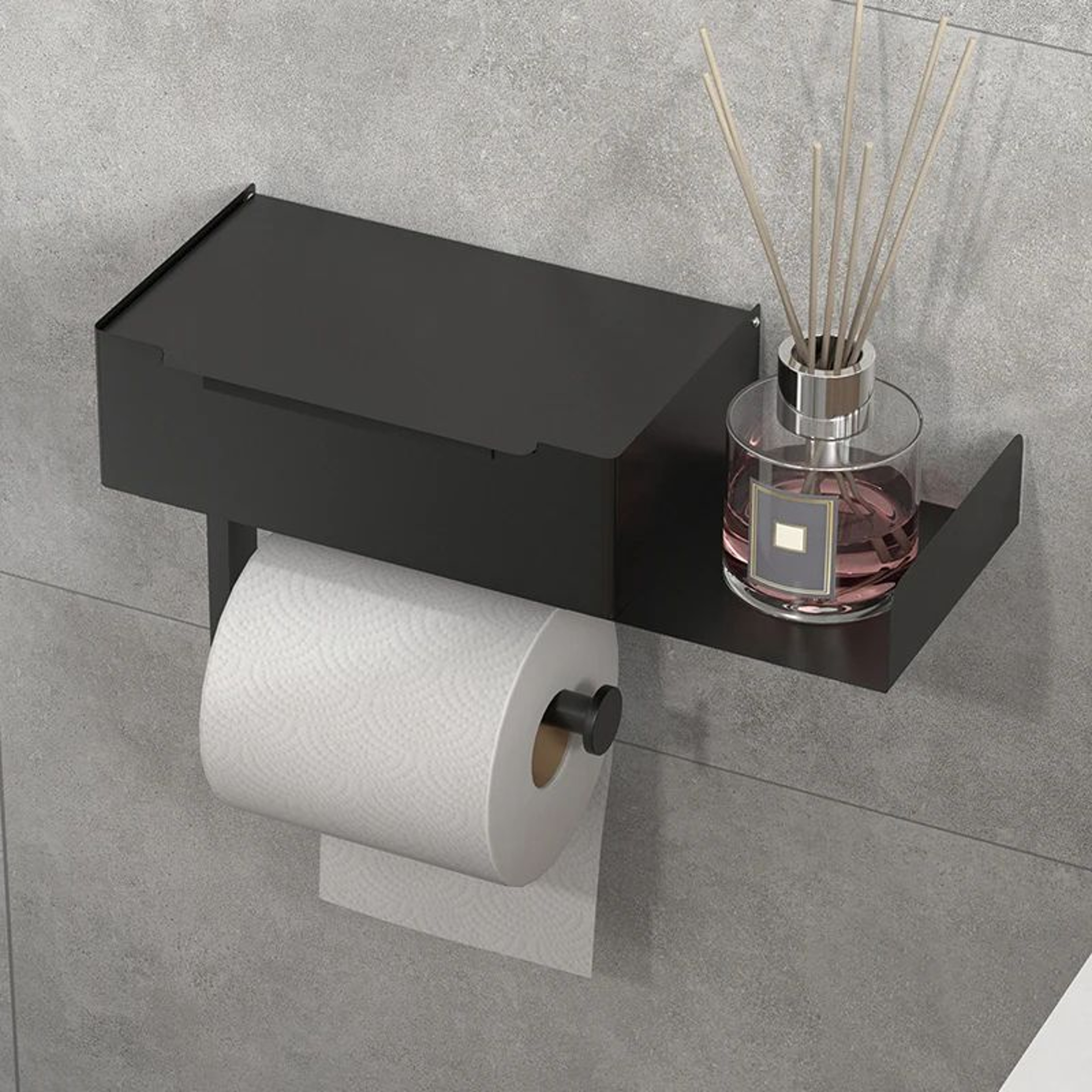 Wall Mounted Toilet Paper Holder With Shelf And Wet Wipes Storage 0