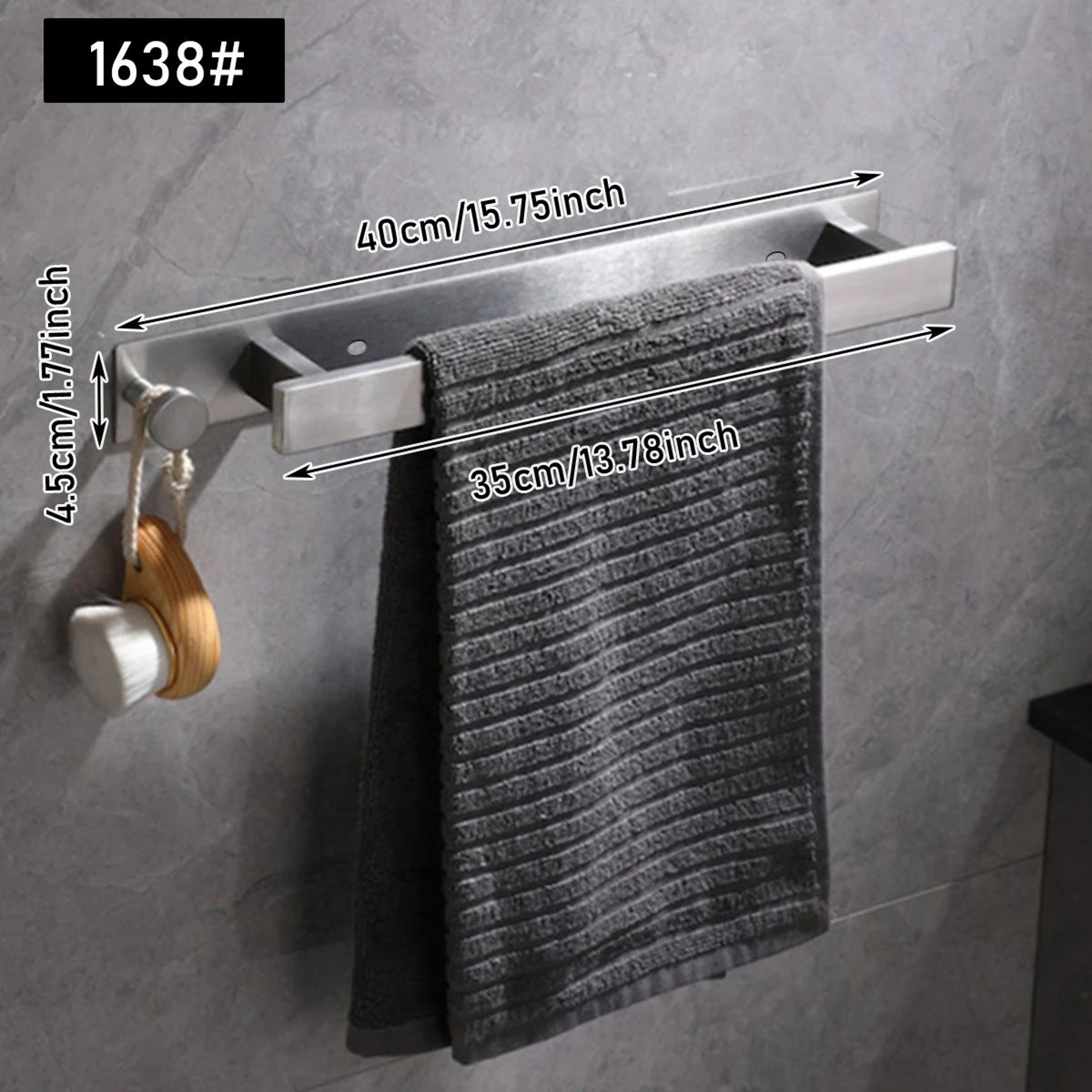 NoDrill WallMounted Towel Bar With Hooks SpaceSaving Bathroom Organizer 6
