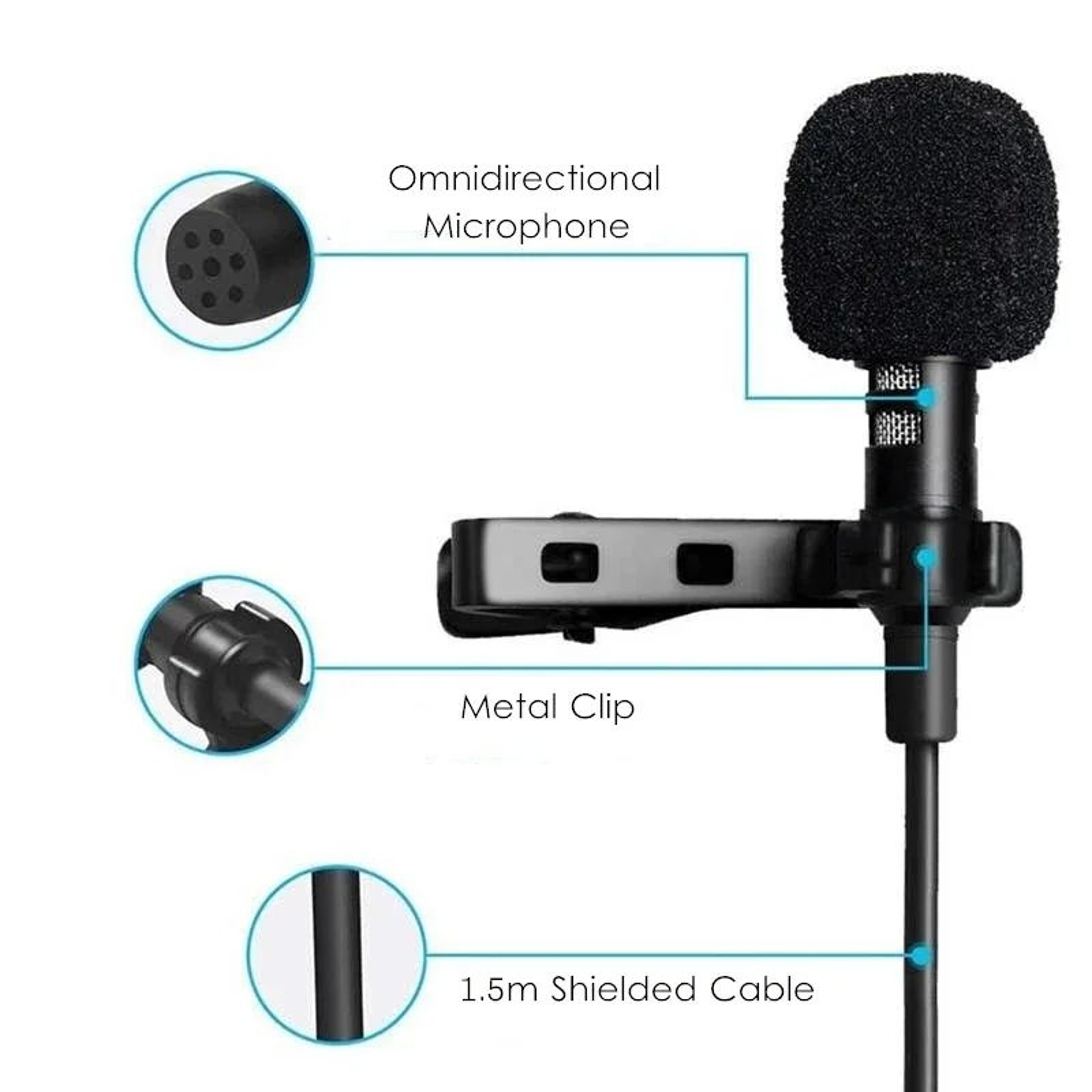 Portable Mini Lavalier Microphone With USB TypeC And 35mm ClipOn Condenser Mic 2