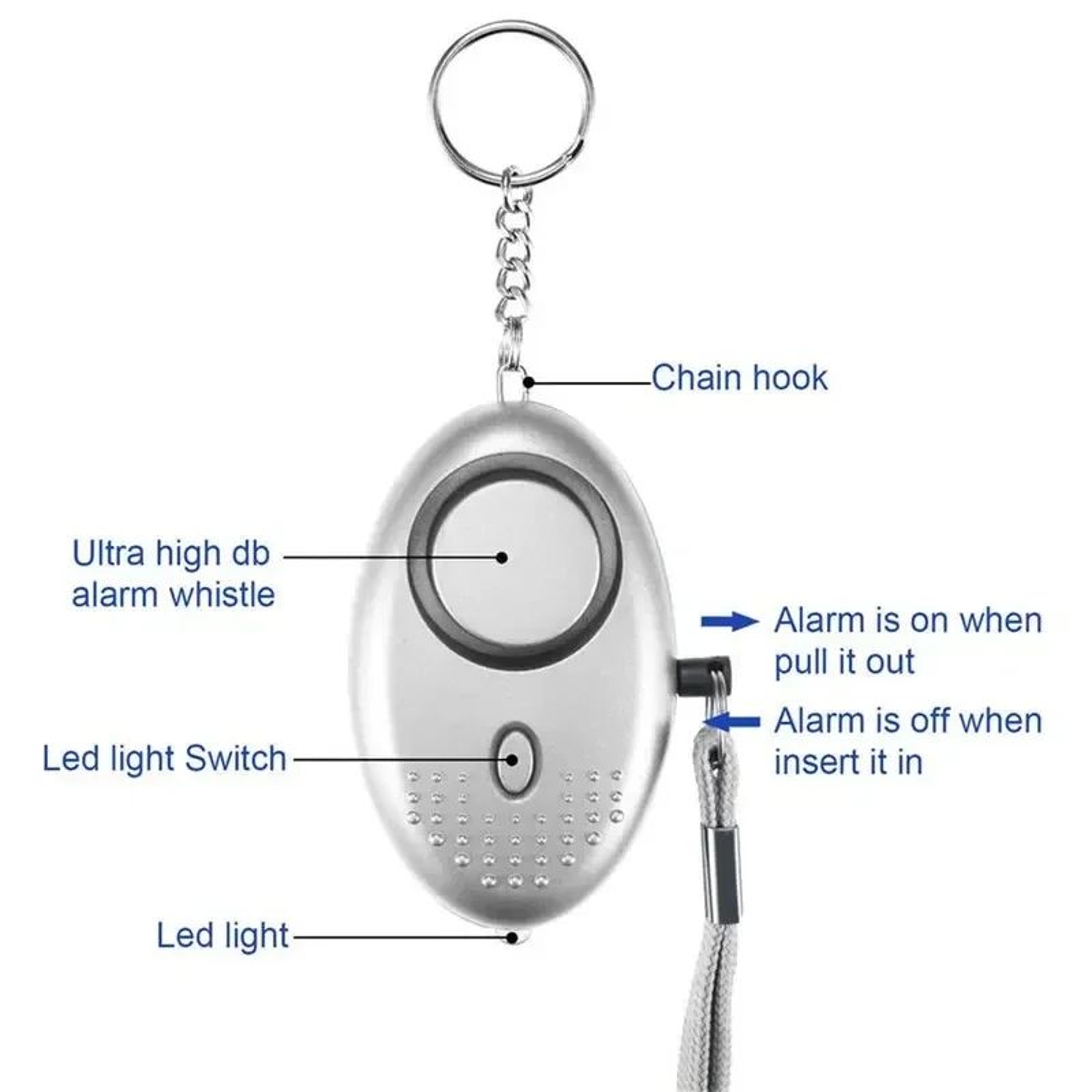 Personal Safety Alarm Keychain Loud Emergency Siren 1 Or 4PCS 5