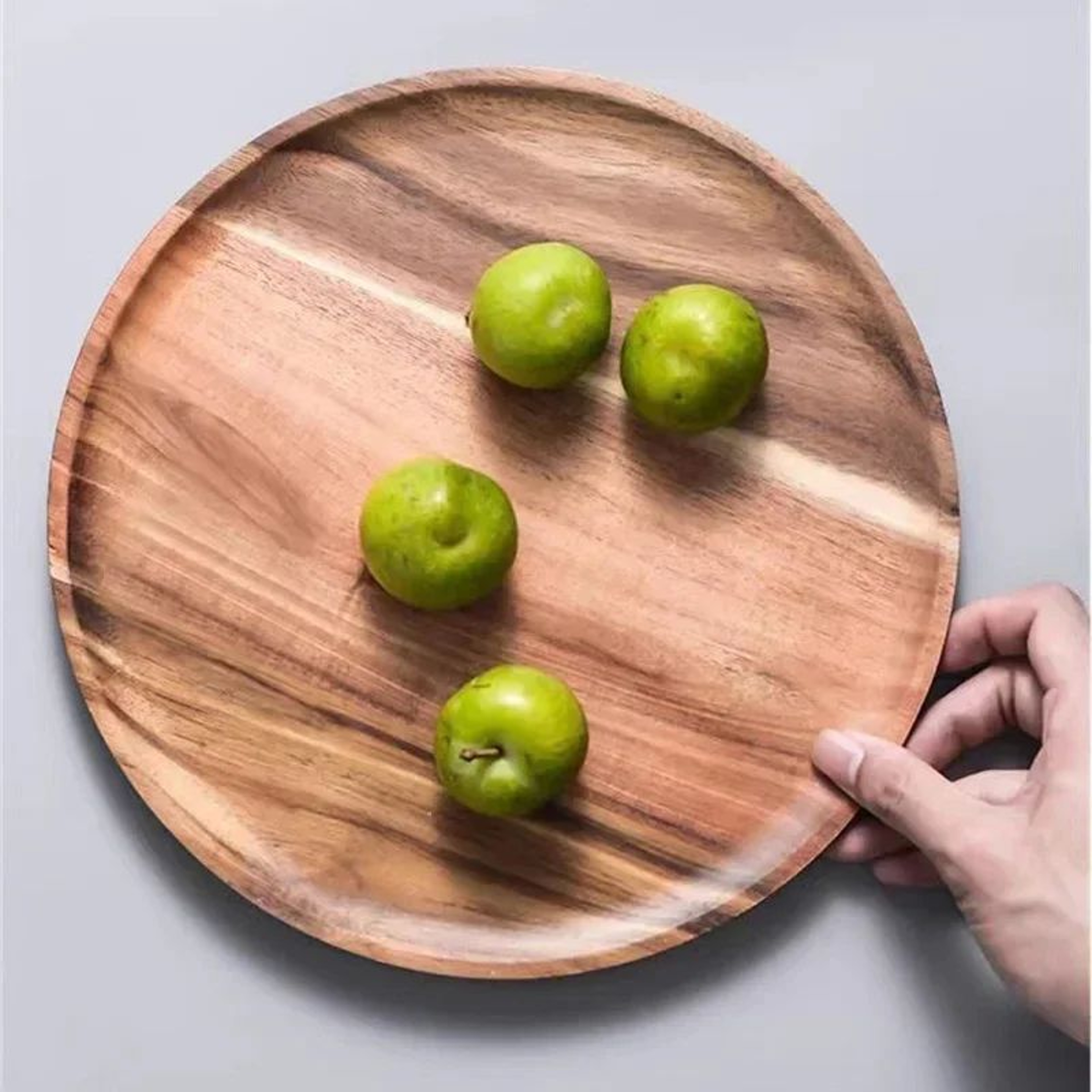 Retro Acacia Wood Round Serving Platter For Pizza Desserts And Snacks 5