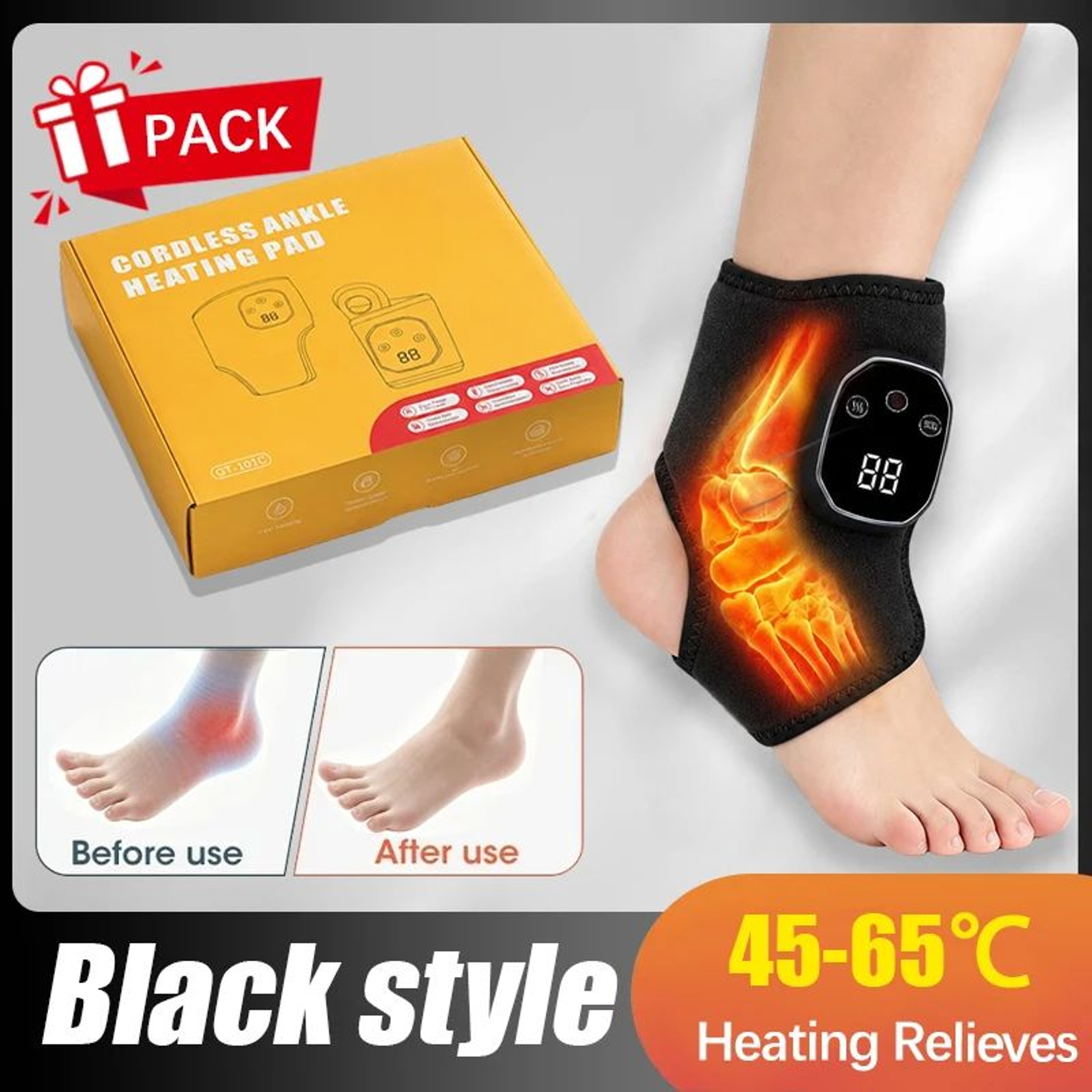 Portable Heated Ankle Massager Cordless Vibration Foot And Wrist Wrap 9