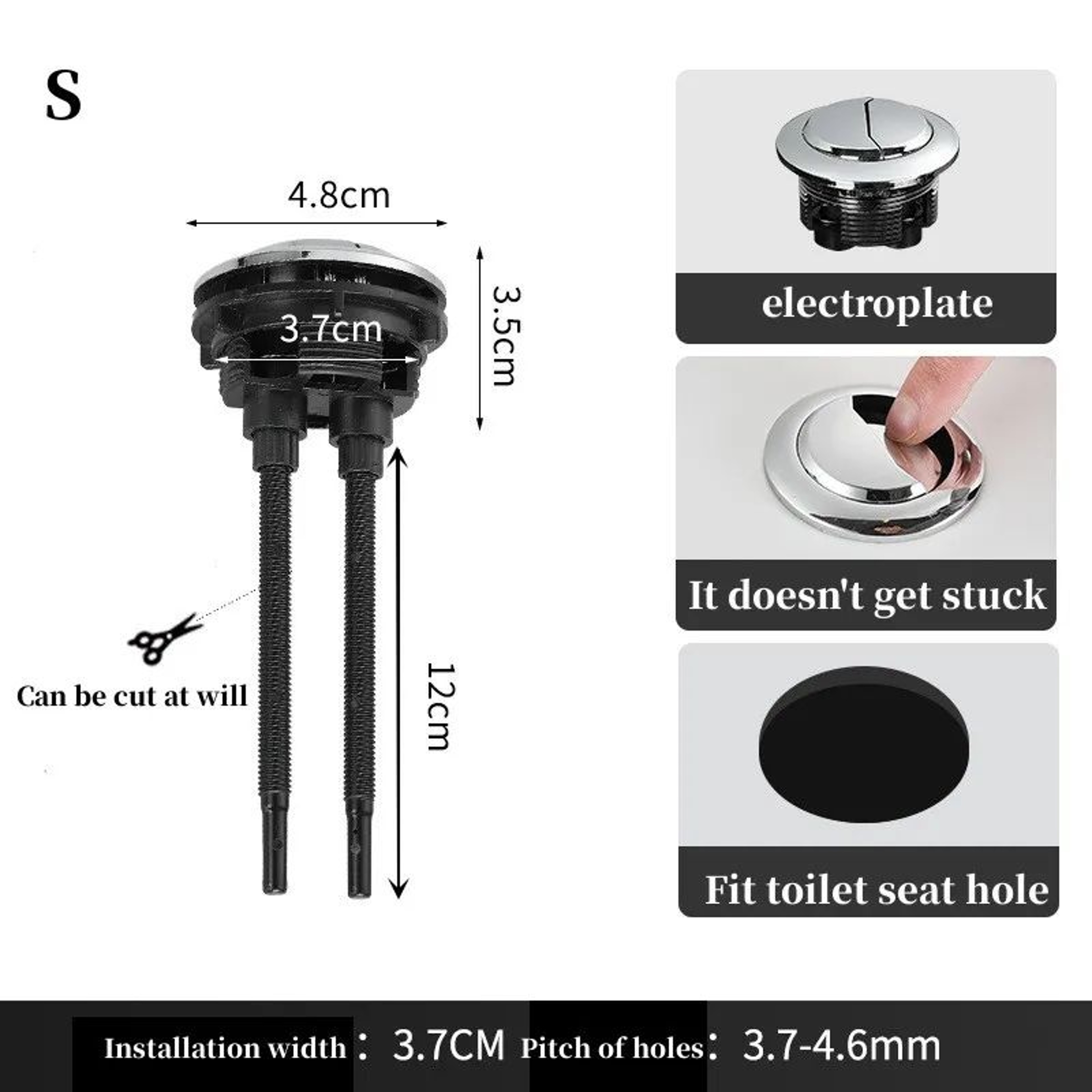 Universal Dual Flush Toilet Tank Push Button Replacement 8