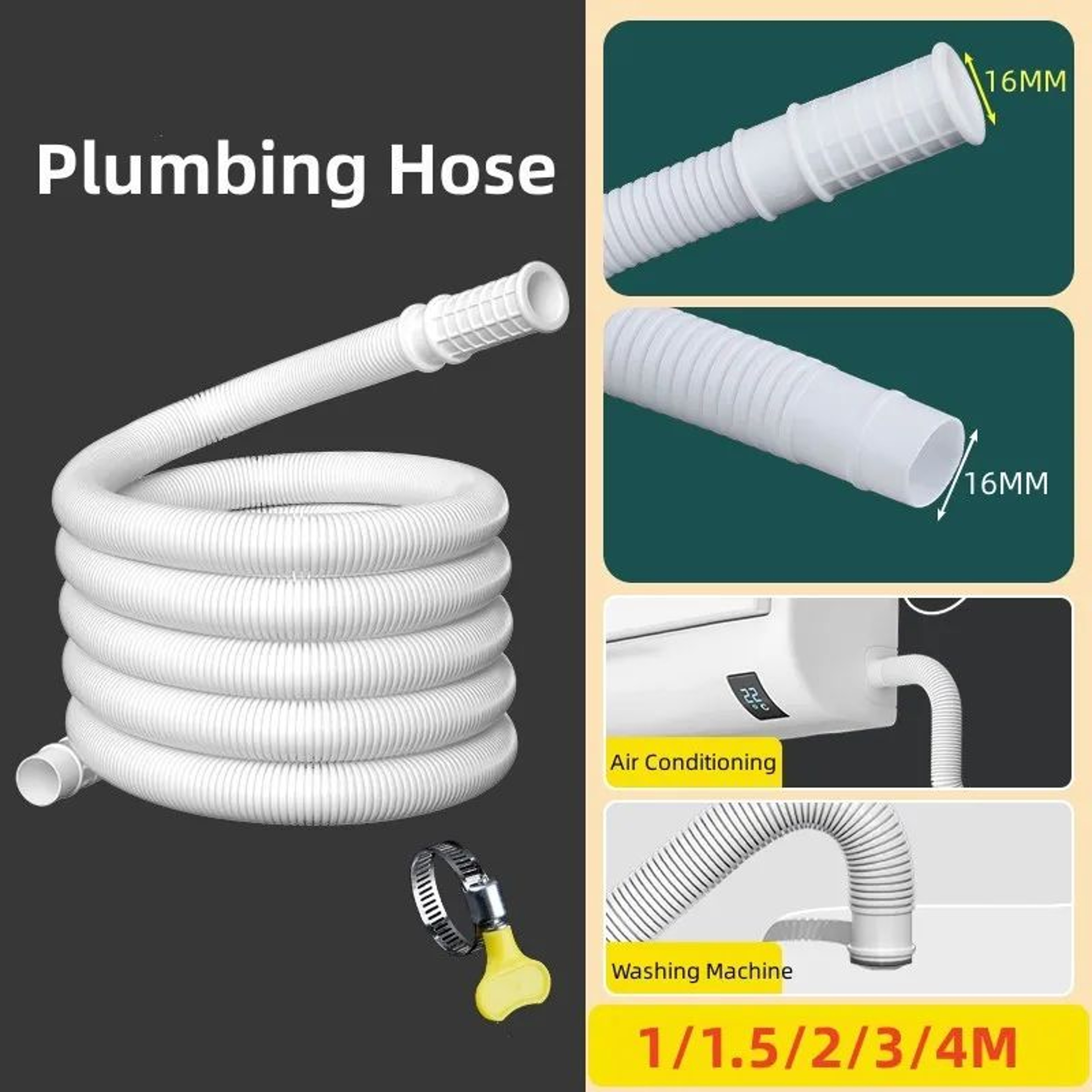 Universal 14M Washing Machine Drain Hose Flexible Drain Pipe Extension 0