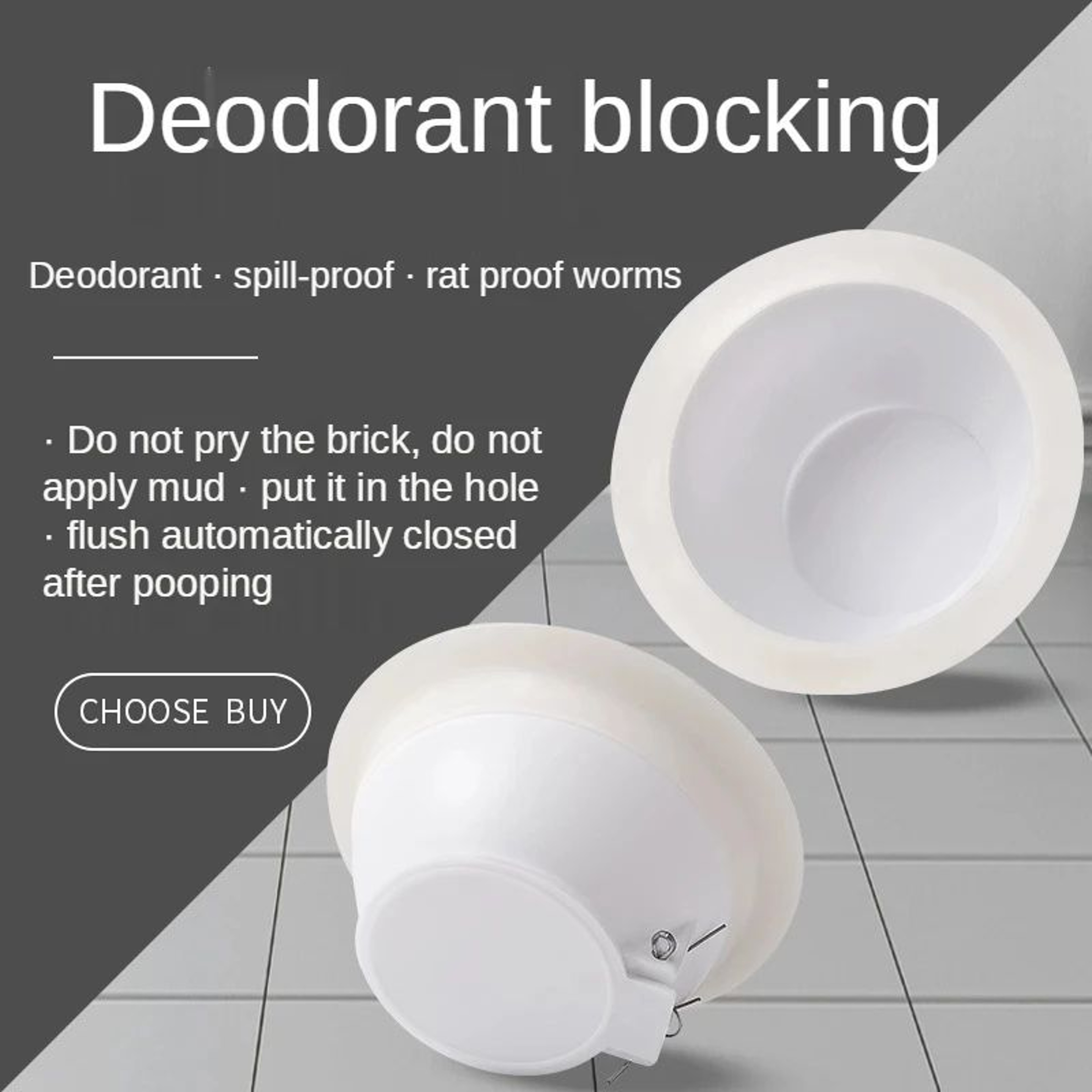 AntiOdor Squat Toilet Plug With Sewage Overflow And Blocking Protection 2