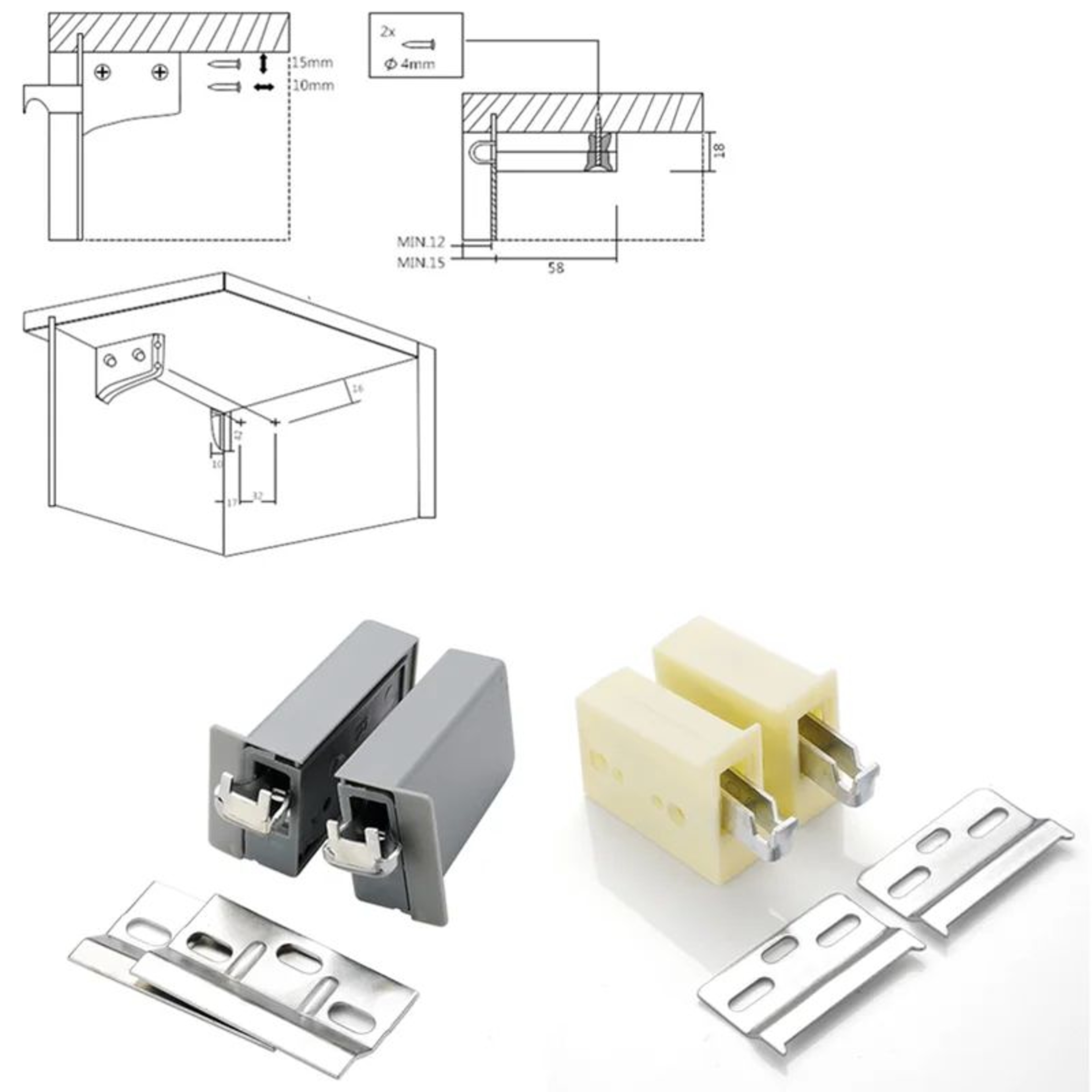 2PCS Heavy Duty Concealed Cabinet Hanging Brackets For Wall Mount Cupboards 1
