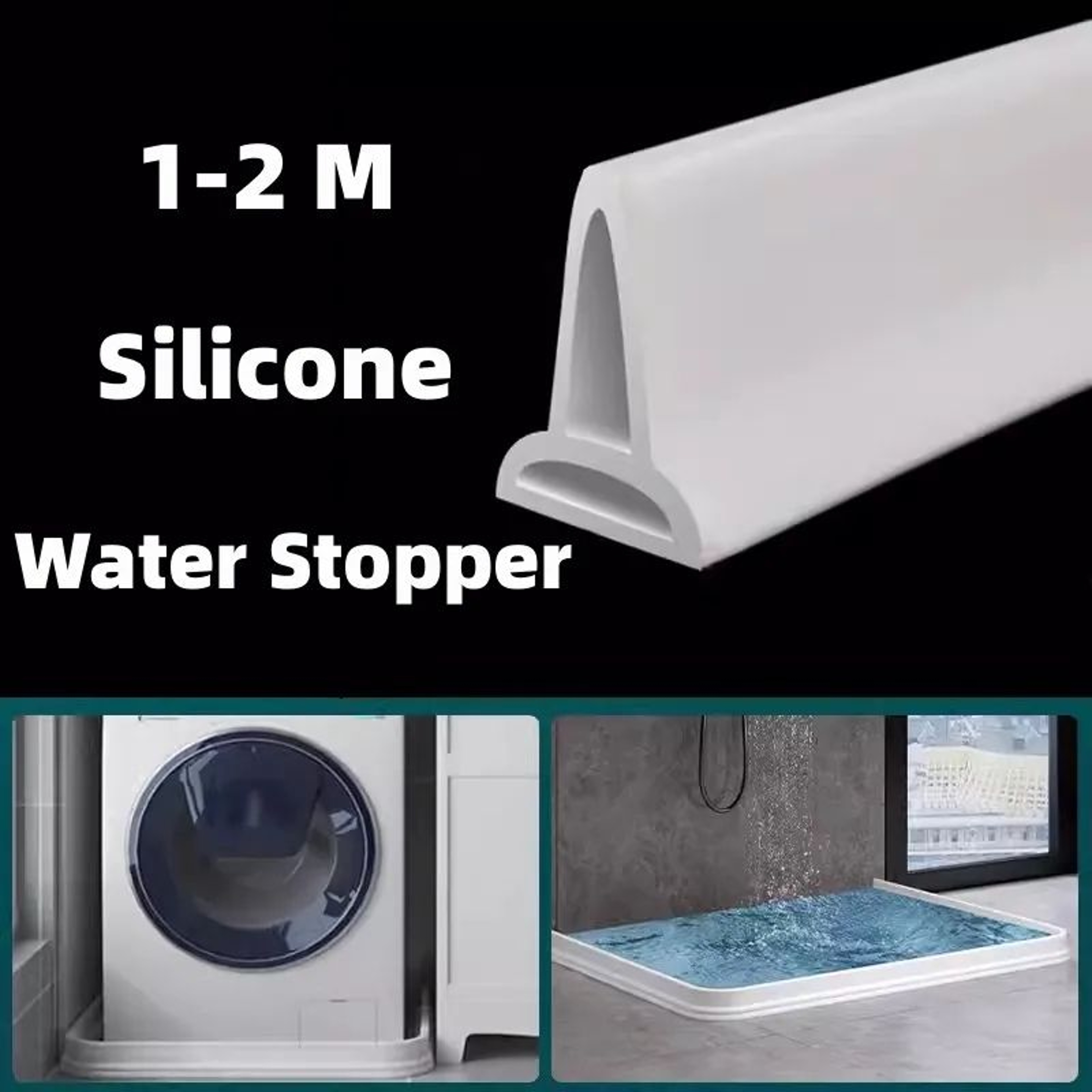 Silicone Shower Water Stopper Barrier 1M2M Flexible Bathroom Threshold Strip 5