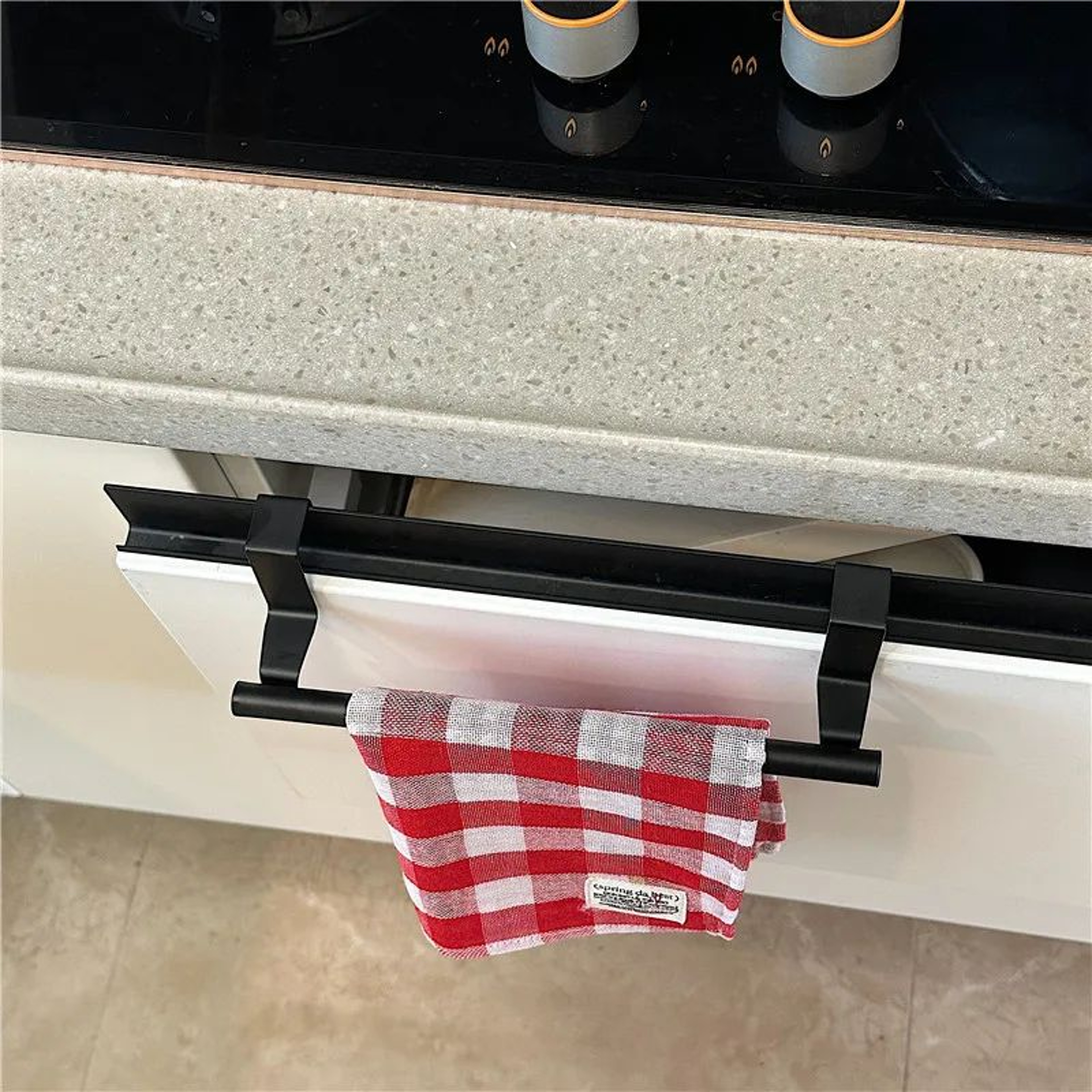 Stainless Steel Over Cabinet Towel Bar No Drill Kitchen And Bathroom Towel Holder 0