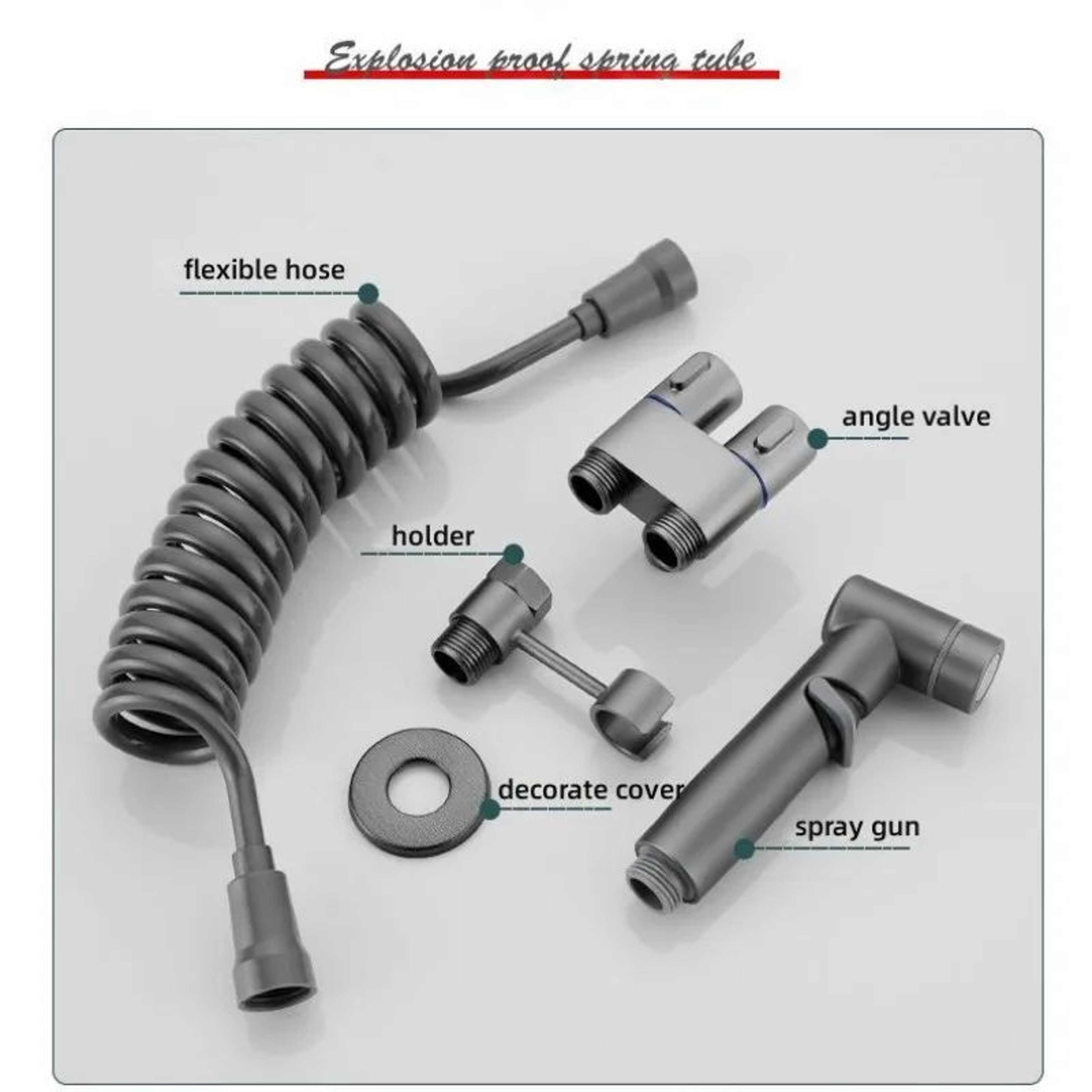Handheld Bidet Sprayer Set With Double Outlet Angle Valve For Toilet Cleaning 4