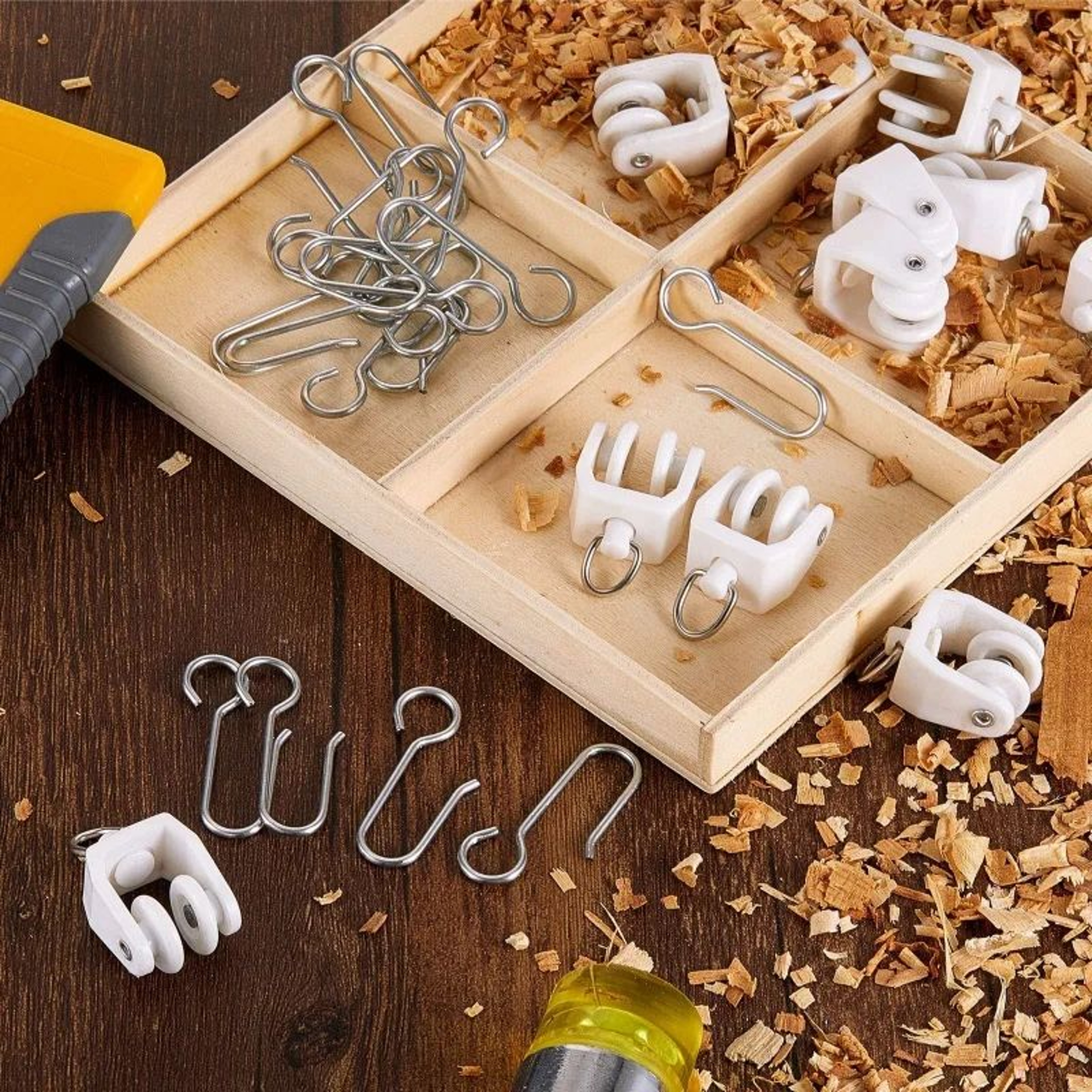 50PCS SShaped Metal Curtain Track Hooks For Ceiling And Wall Curtain Gliders 4