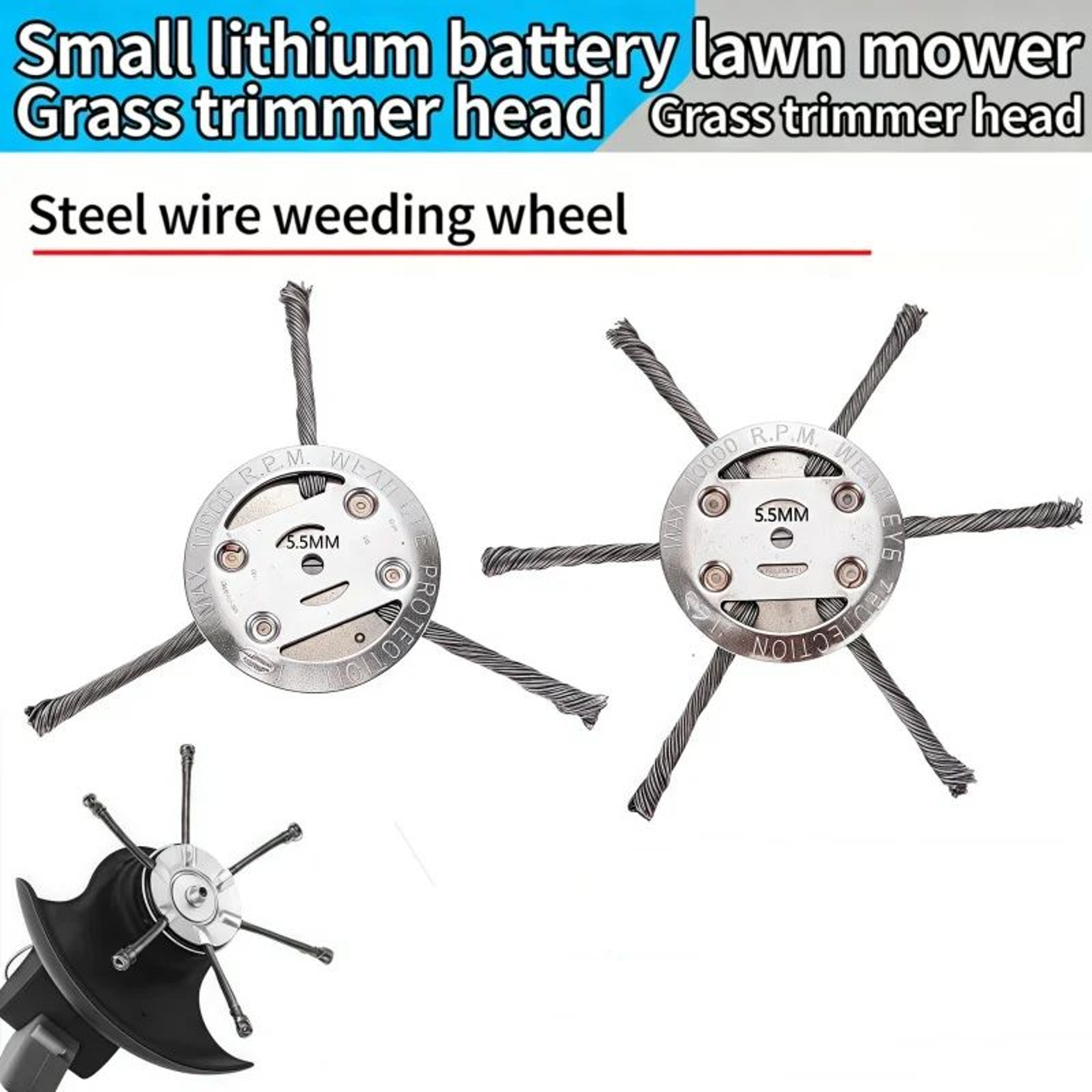Steel Wire Weed Brush Trimmer Head For Grass Moss And Rust Removal 5