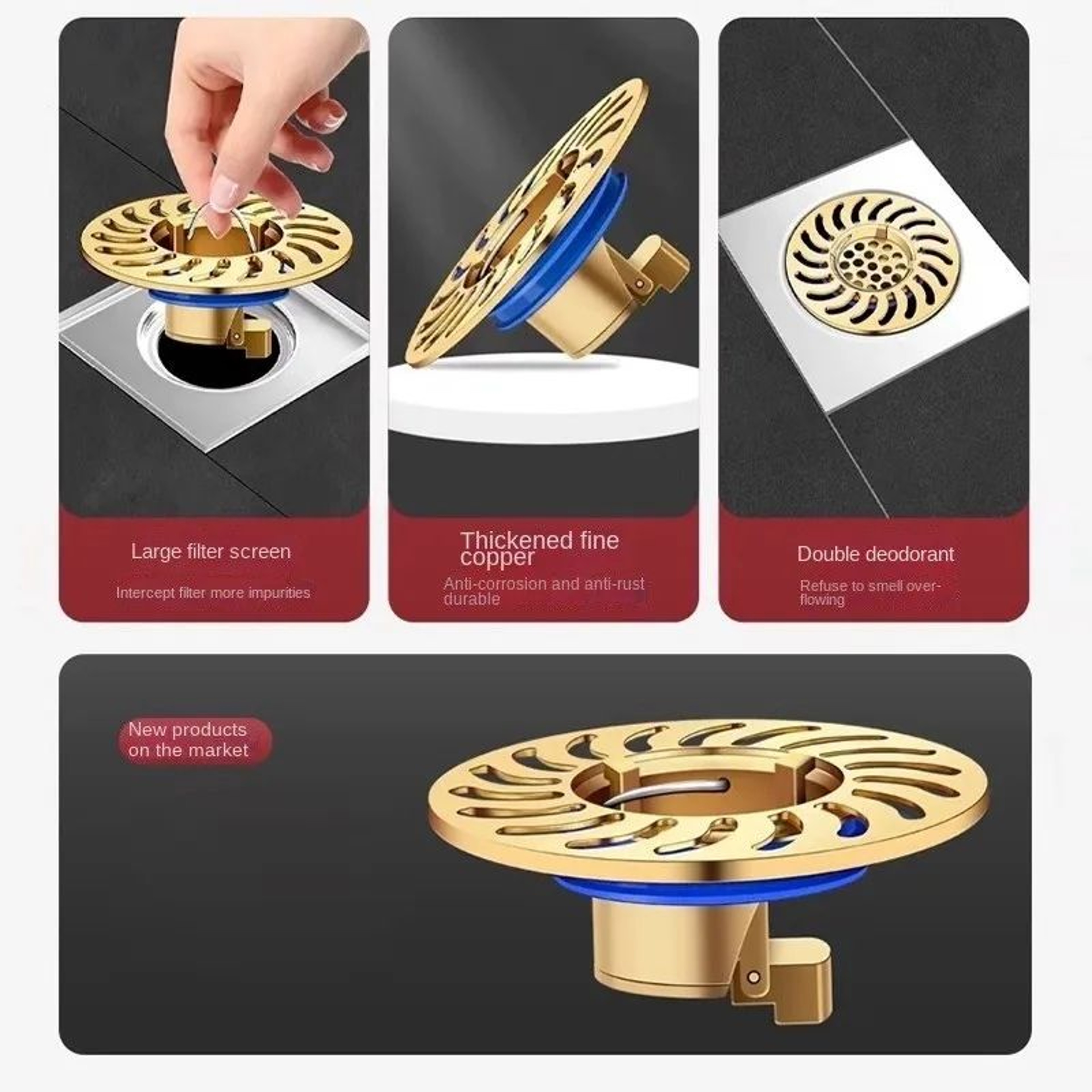 AllCopper AntiOdor Floor Drain Core With InsectProof Gravity Seal 3