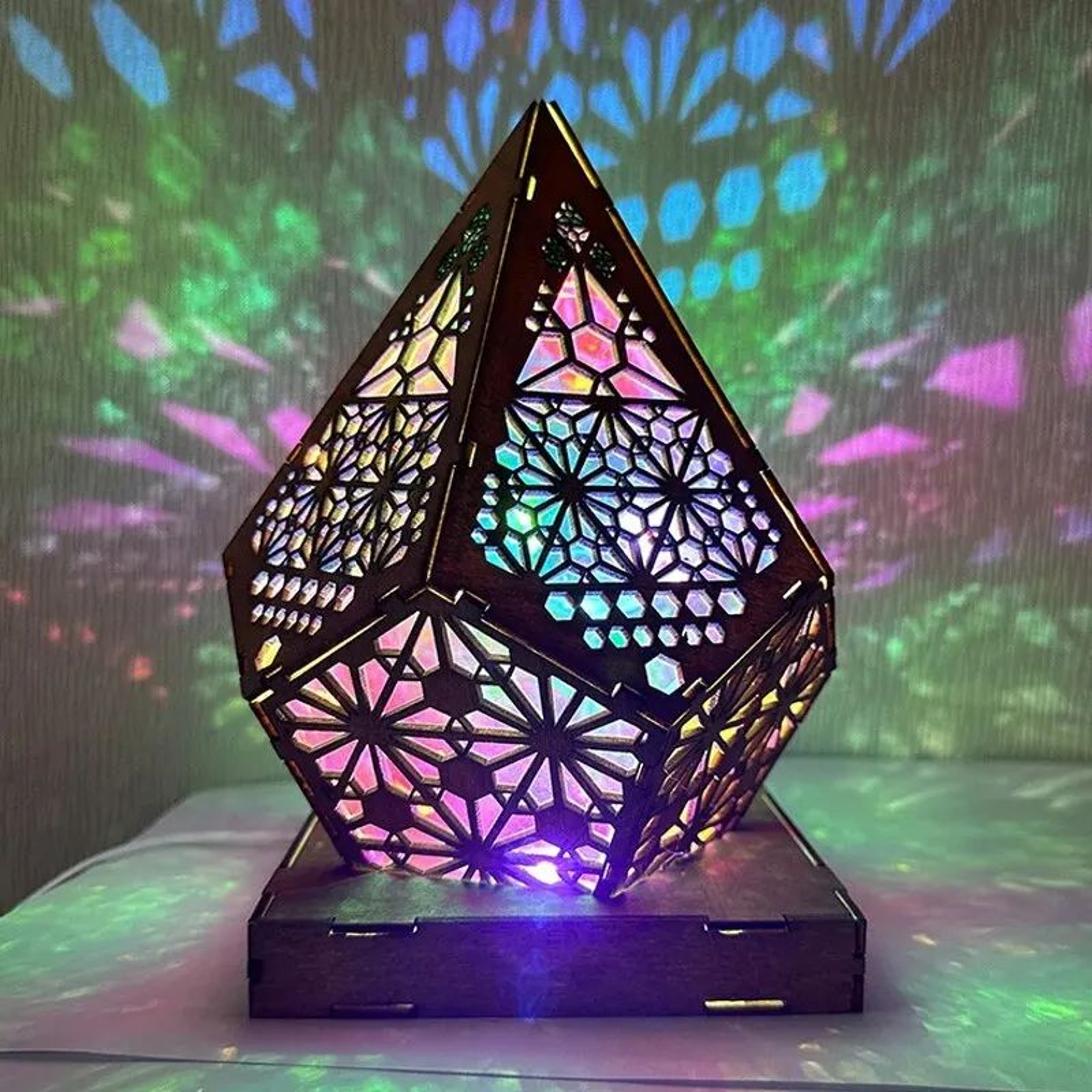 Bohemian LED Star Projection Table Lamp  Multicolor Geometric Ambient Night Light 1