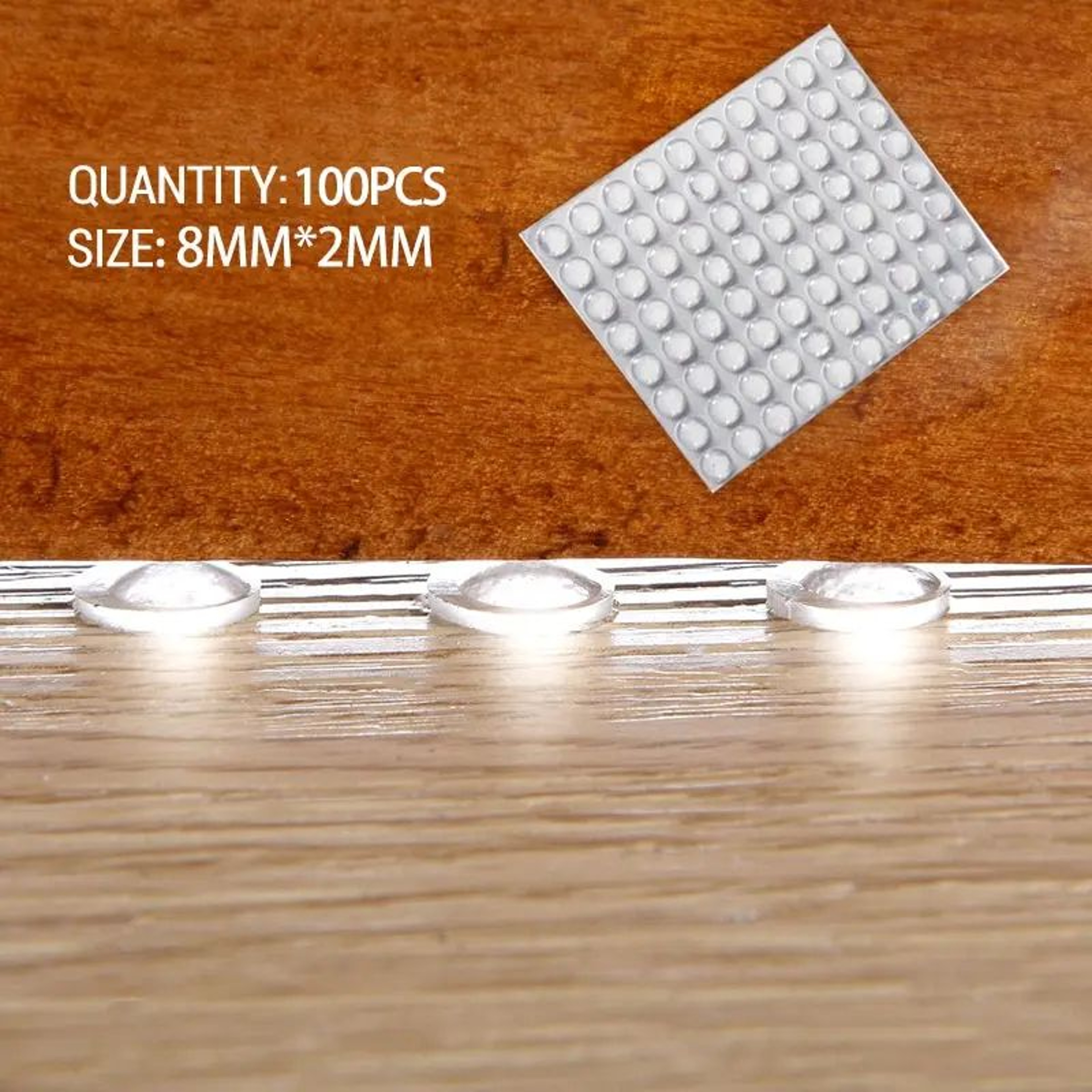 100PCS Clear Silicone Cabinet Bumper Pads 8mm X 2mm SelfAdhesive Furniture Protectors 5