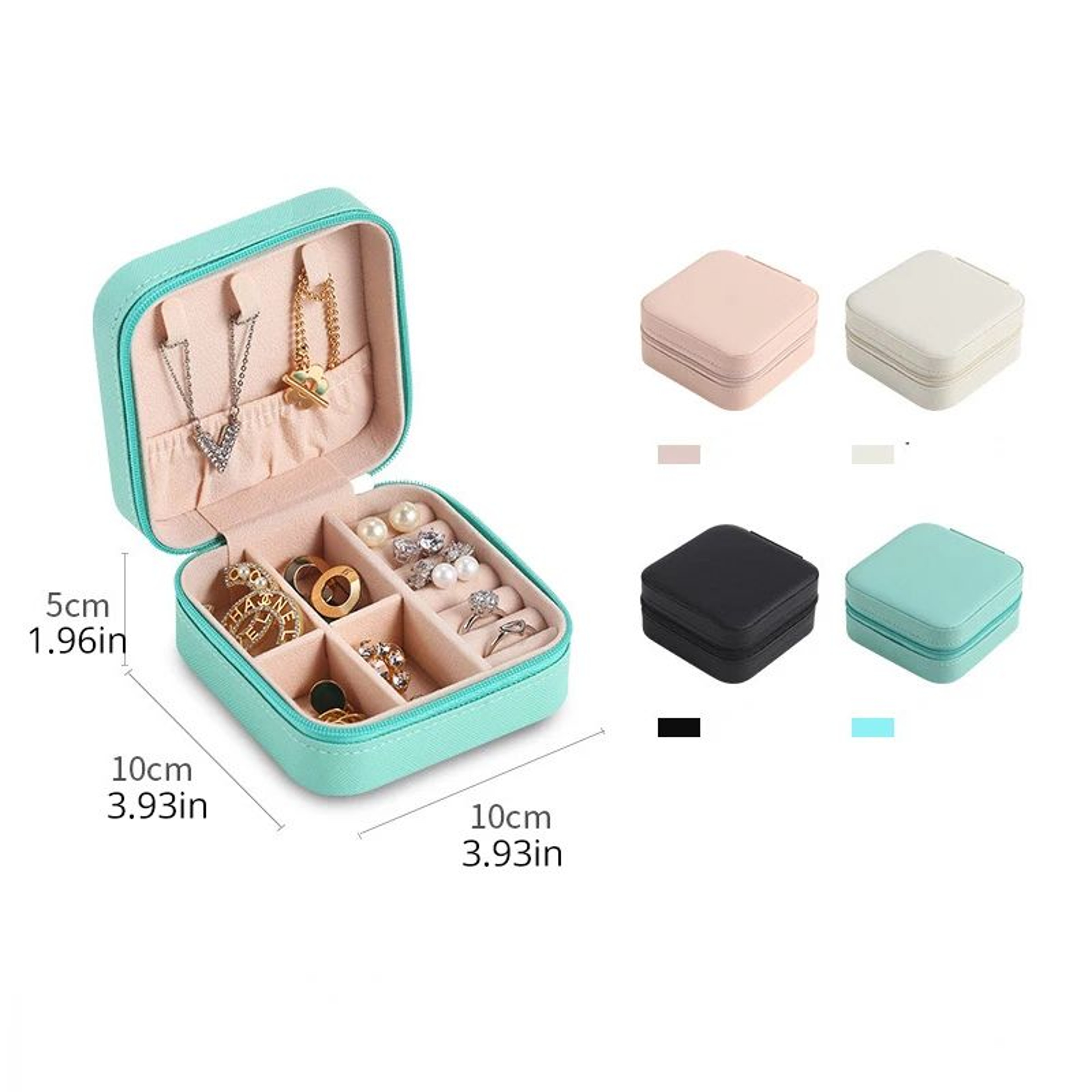 Mini Travel Jewelry Box  Portable PU Leather Jewelry Organizer For Rings Earrings And Necklaces 4
