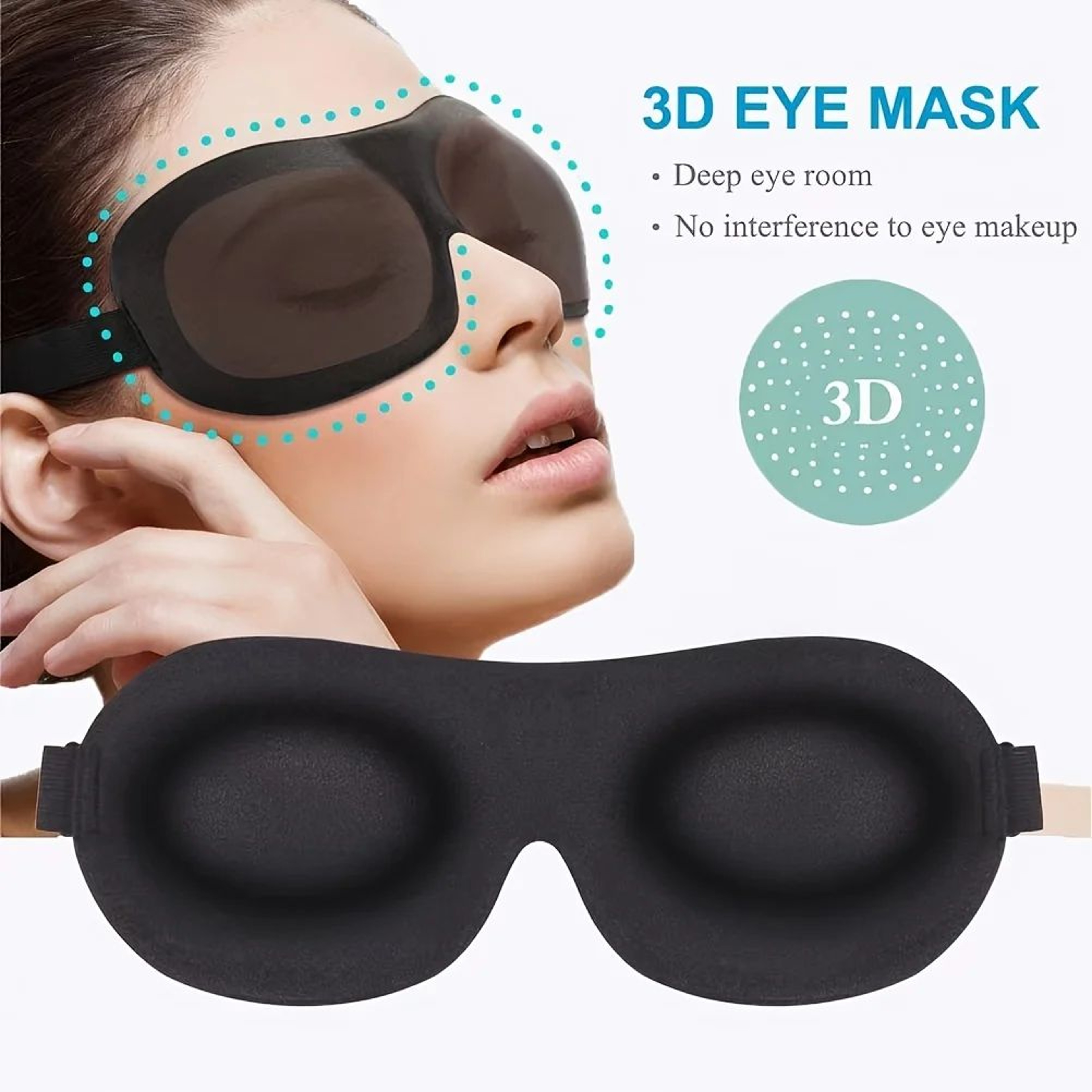 3D Contoured Blackout Sleep Mask  Light Blocking Breathable Eye Mask For Travel And Rest 4