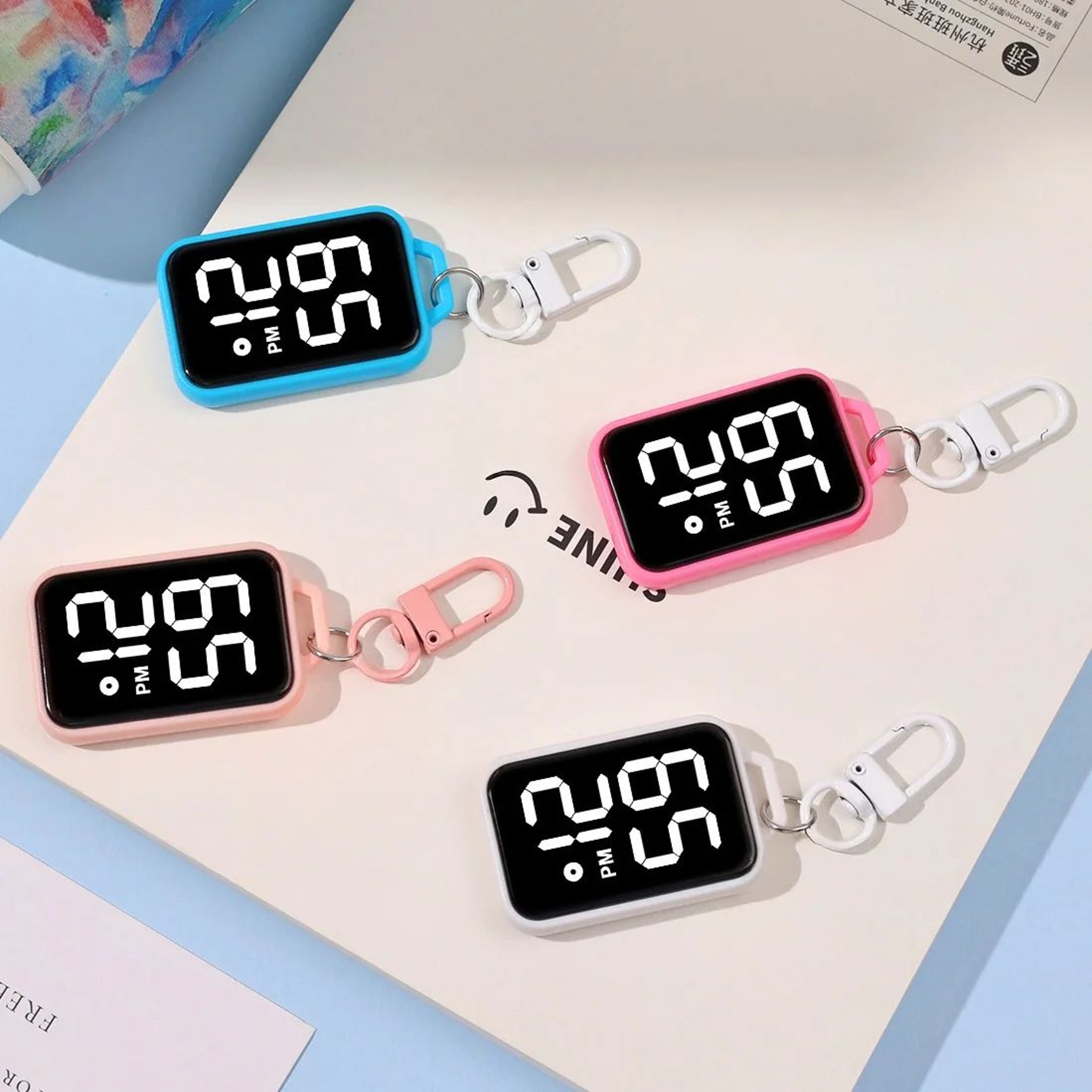LED Keychain Digital Watch Mini Pocket Clock For Backpacks And Keys 9