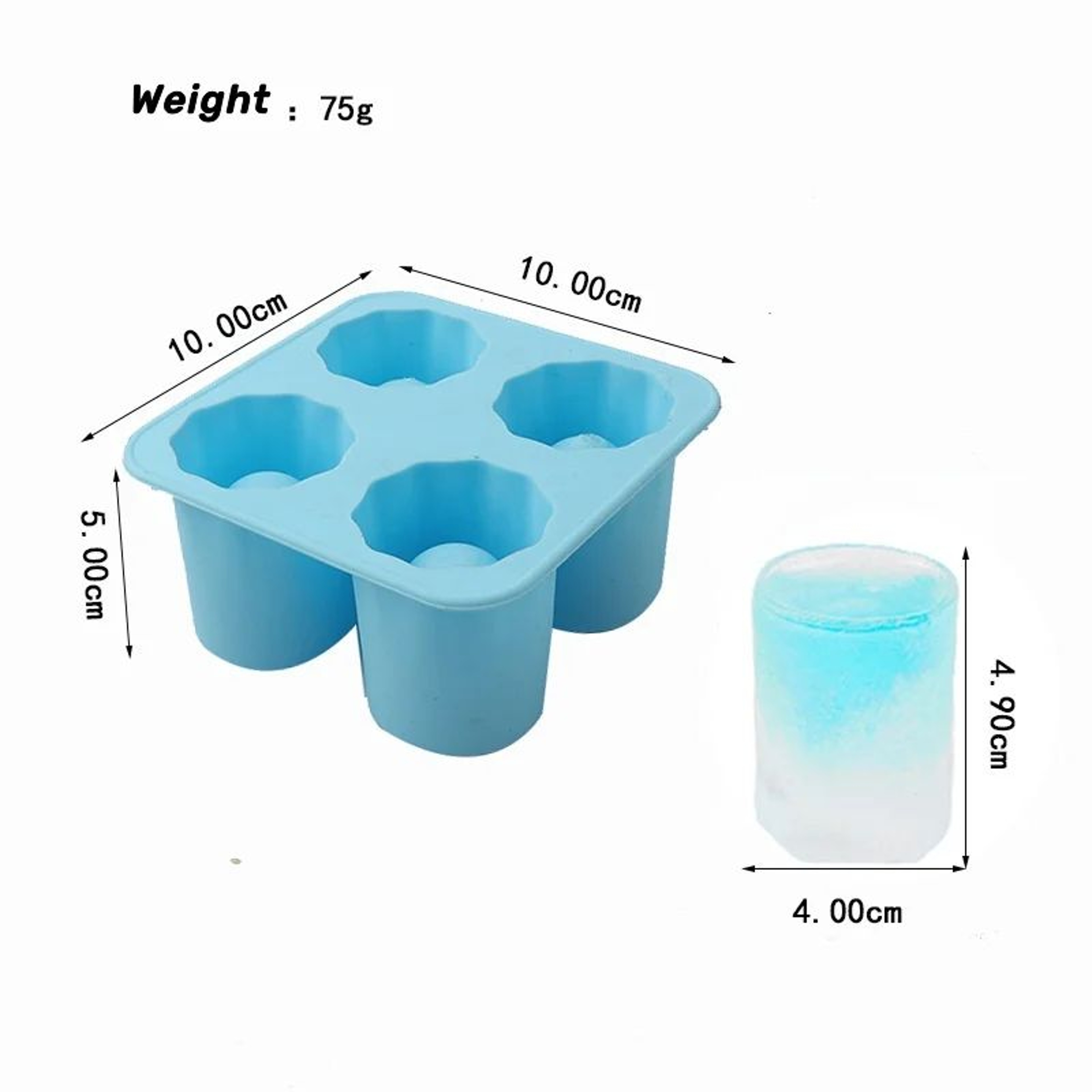 Four Hole Silicone Ice Cube Mold Round Cup Ice Maker For Whiskey And Cocktails 2