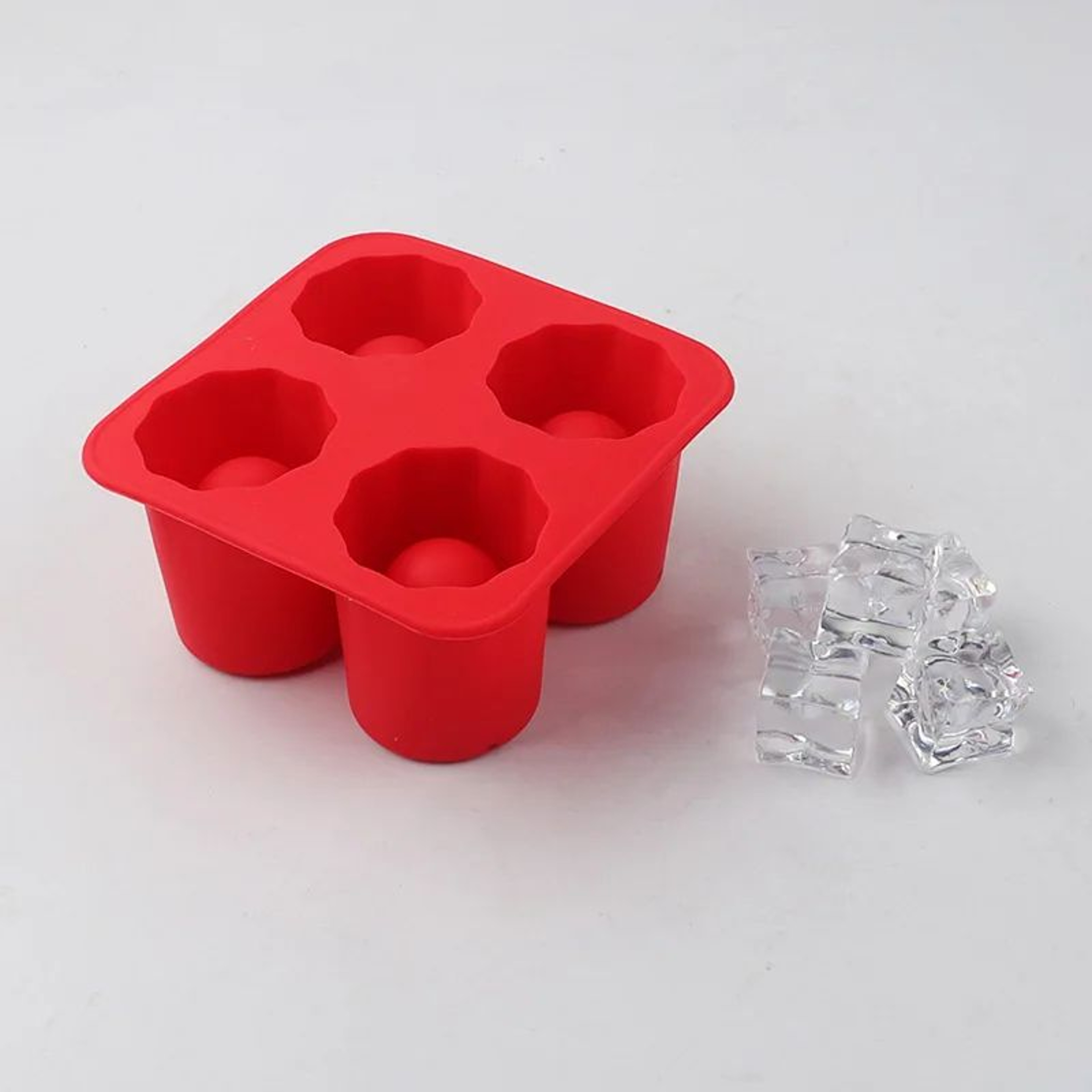 Four Hole Silicone Ice Cube Mold Round Cup Ice Maker For Whiskey And Cocktails 12