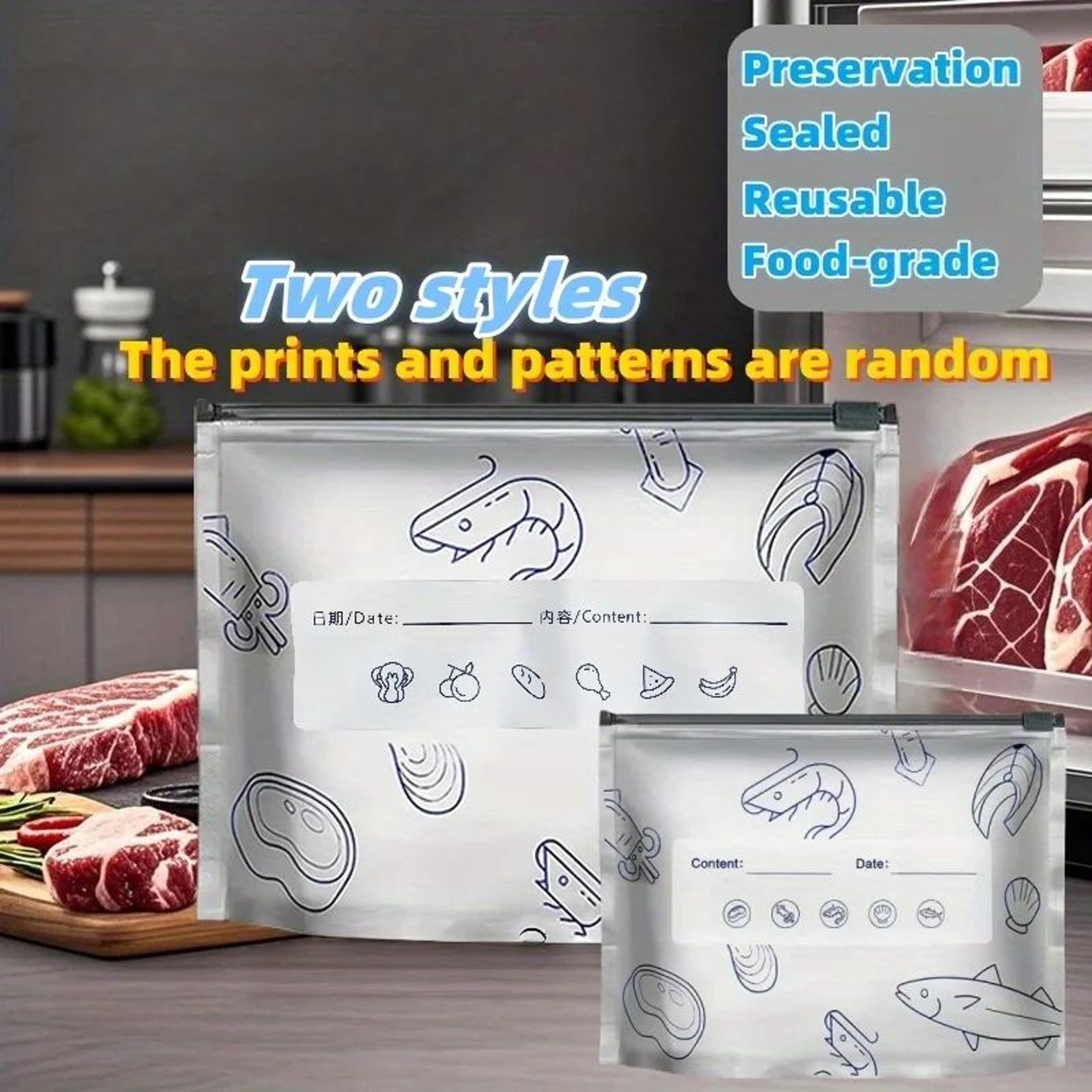 Reusable Aluminum Foil Food Storage Bags  Airtight Zip Seal Freezer And Pantry Organizers 3