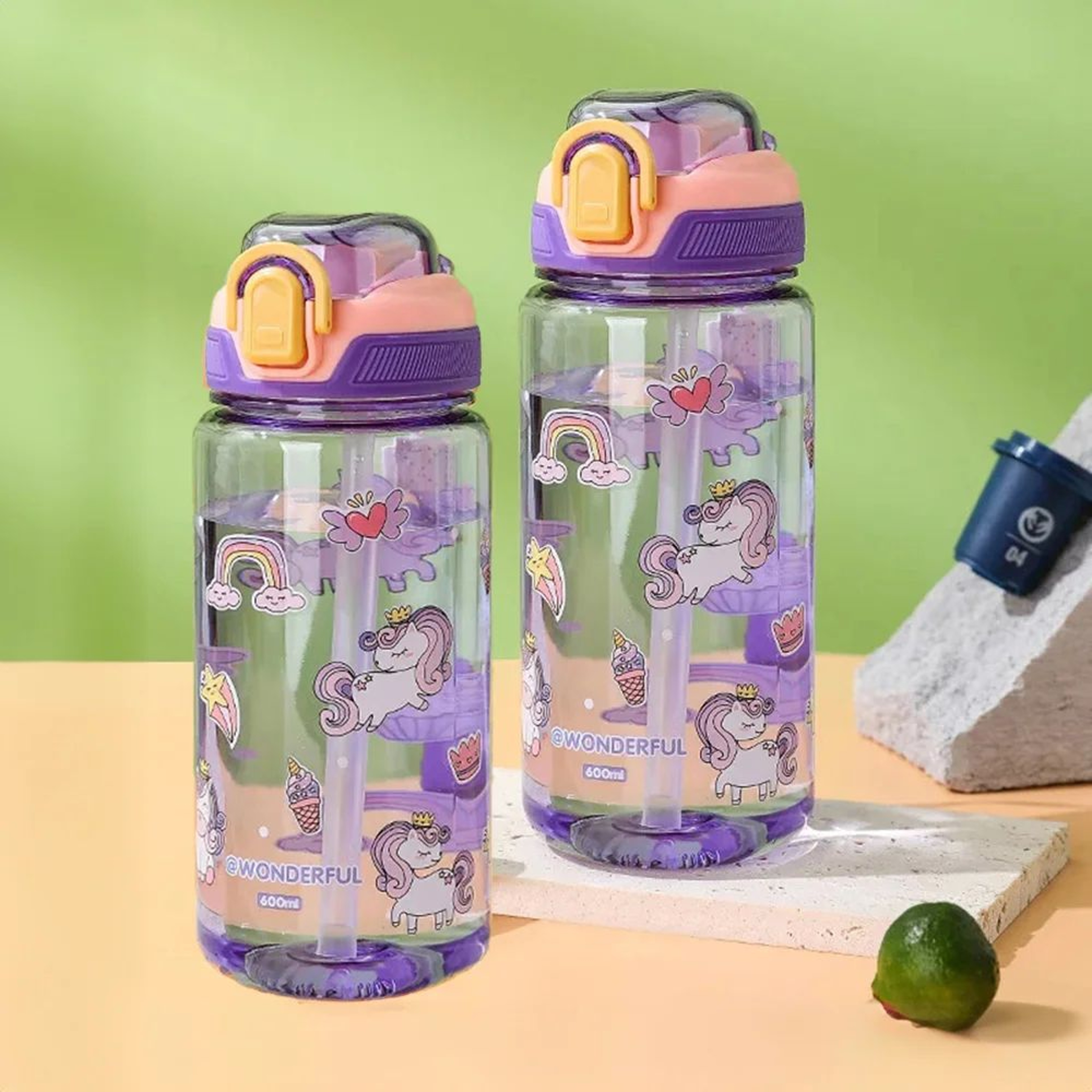600ml Cartoon Animal Kids Water Bottle With LeakProof Safety Lock And Straw 10