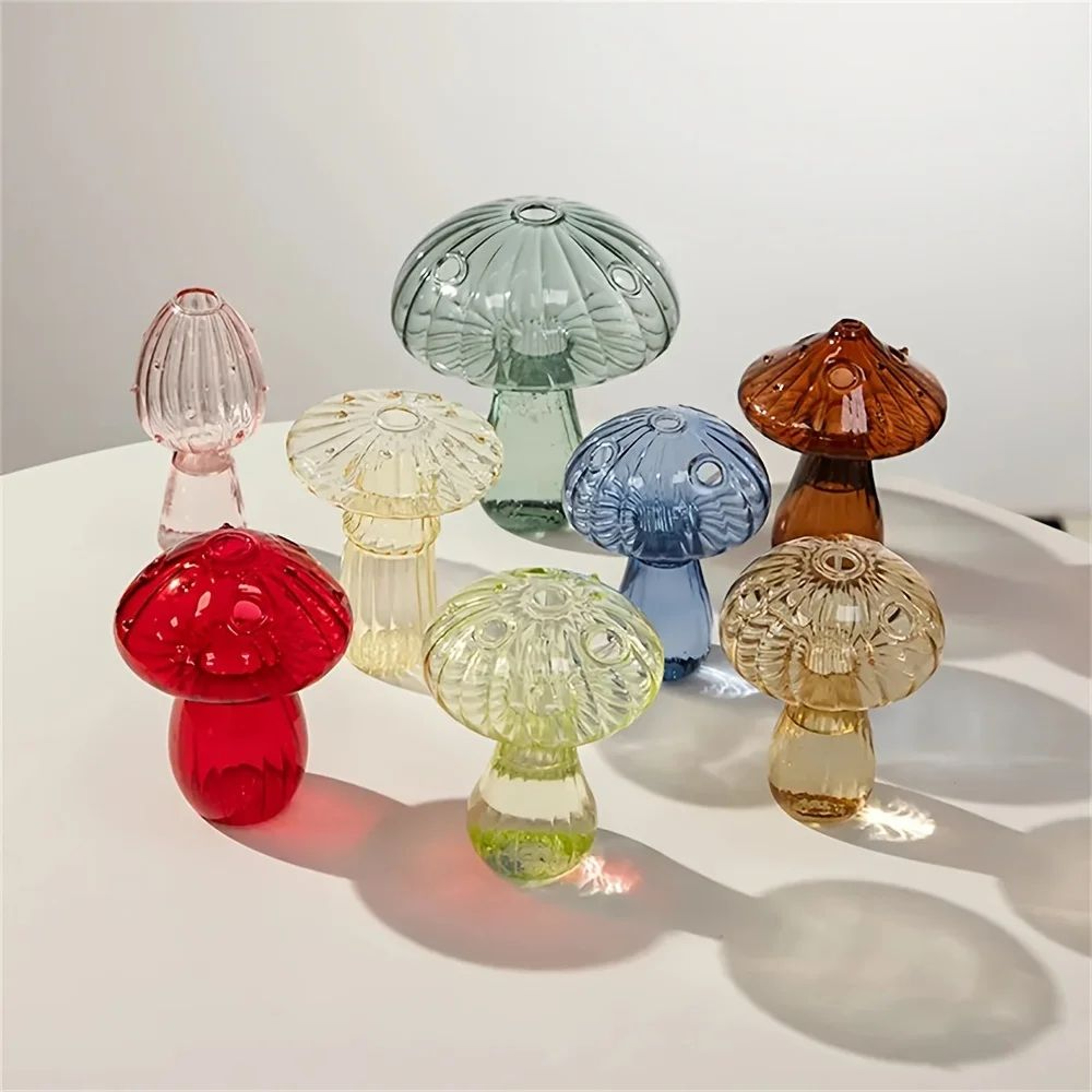 Colorful Glass Mushroom Vase Nordic Hydroponic Flower And Plant Decor 3