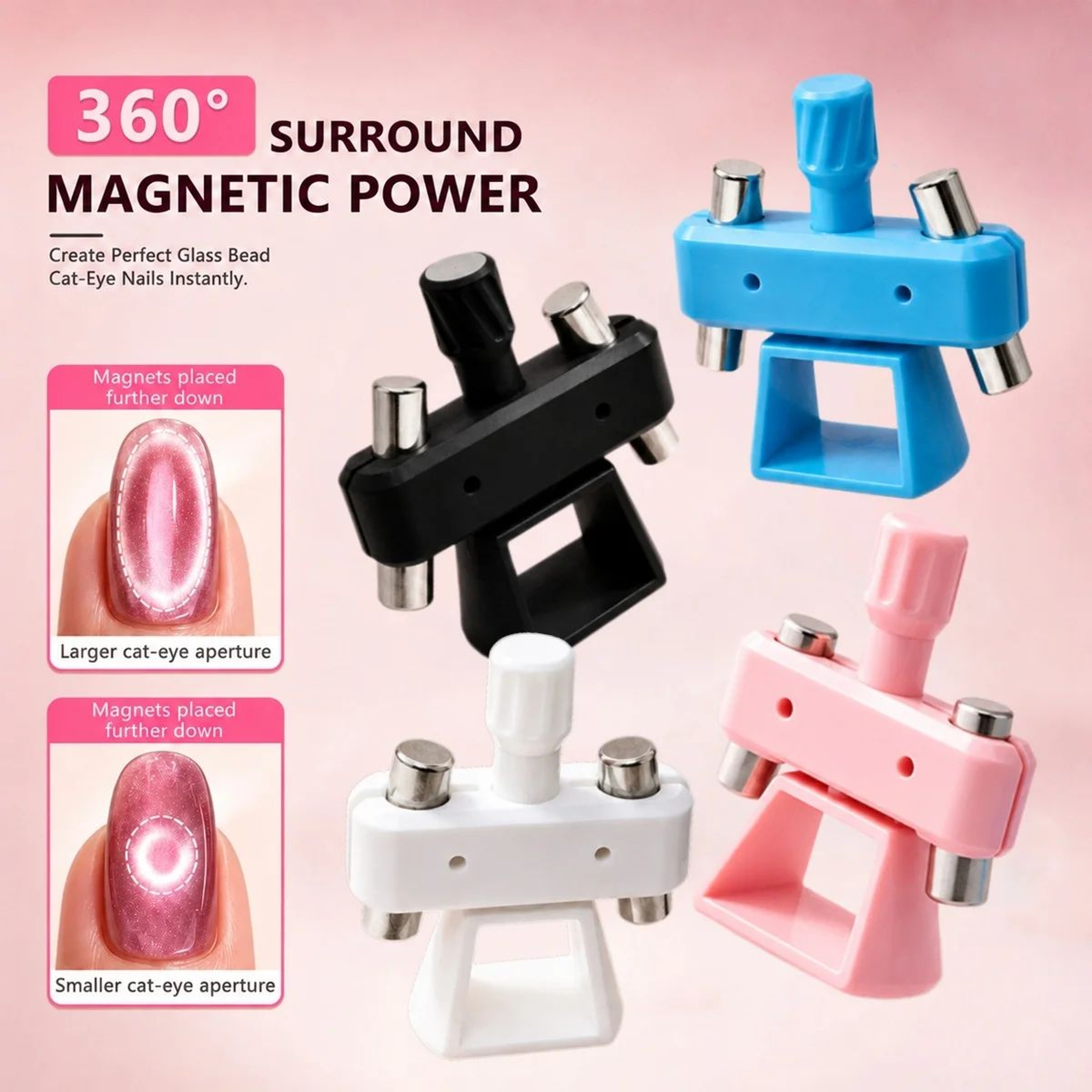 360 Rotating Cat Eye Nail Magnet Tool For Glass Bead Gel Nail Art 0