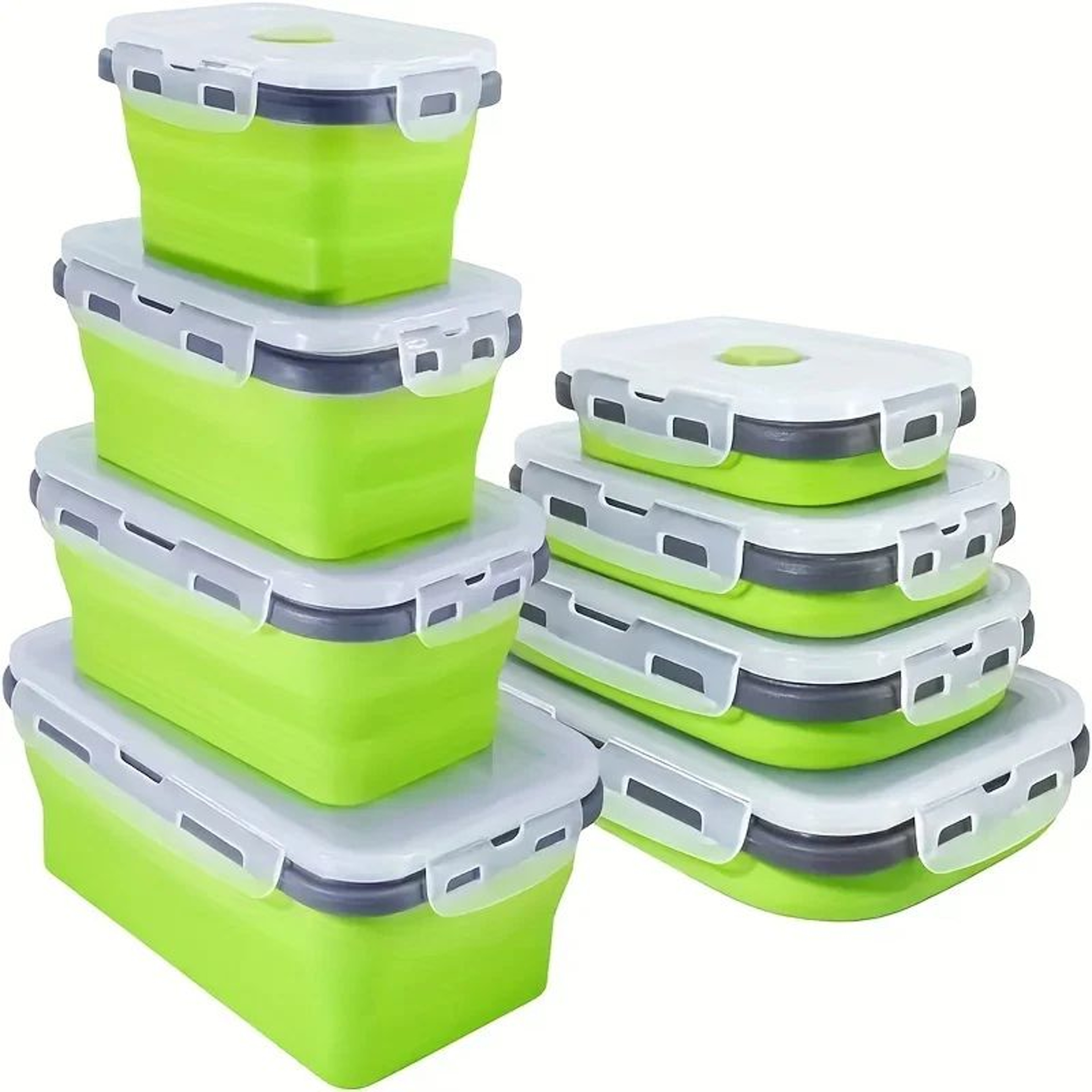 Collapsible Silicone Food Storage Container  Stackable Microwaveable Lunch Box 3