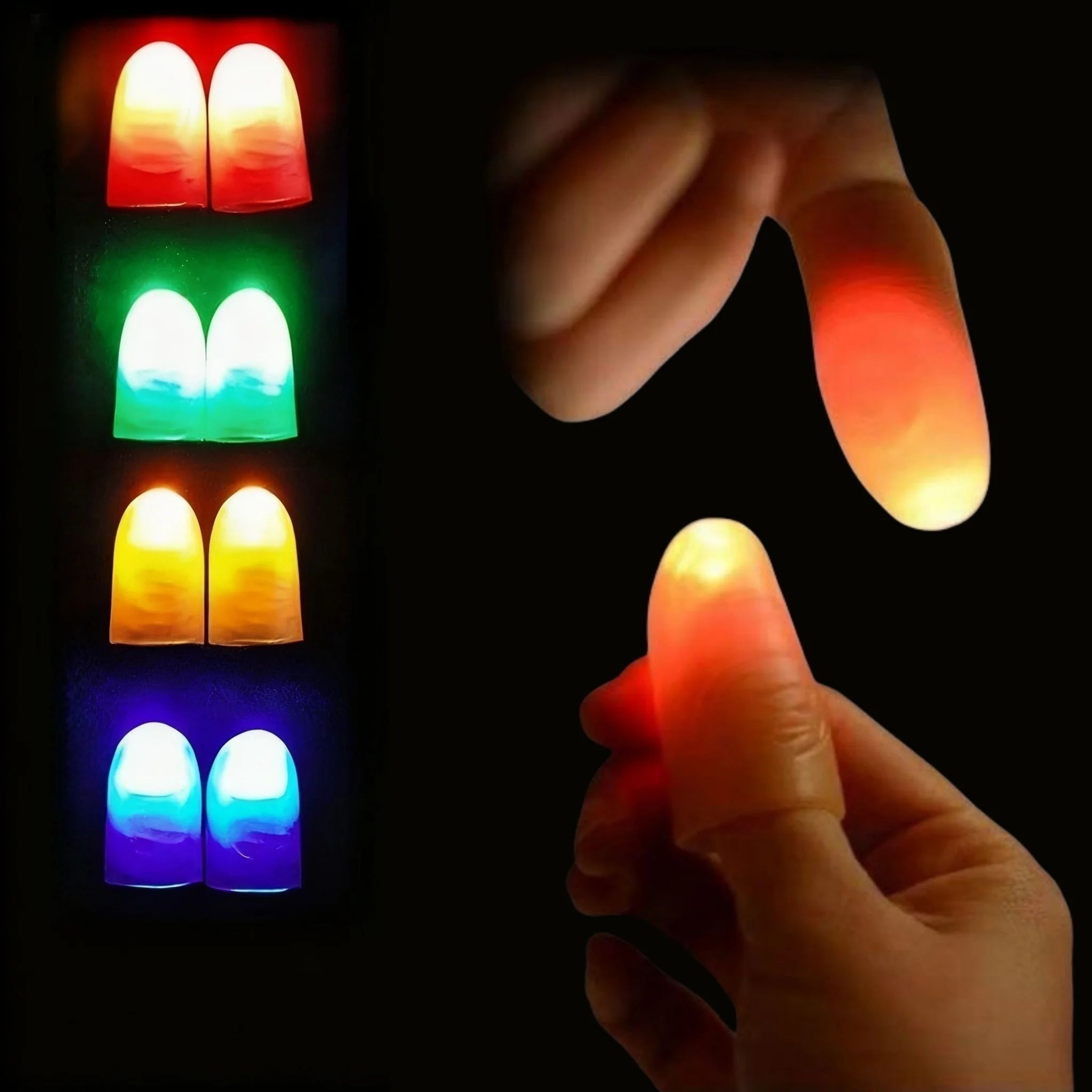 LED Light Up Thumb Tip Magic Trick CloseUp Finger Illusion Prank Prop 0