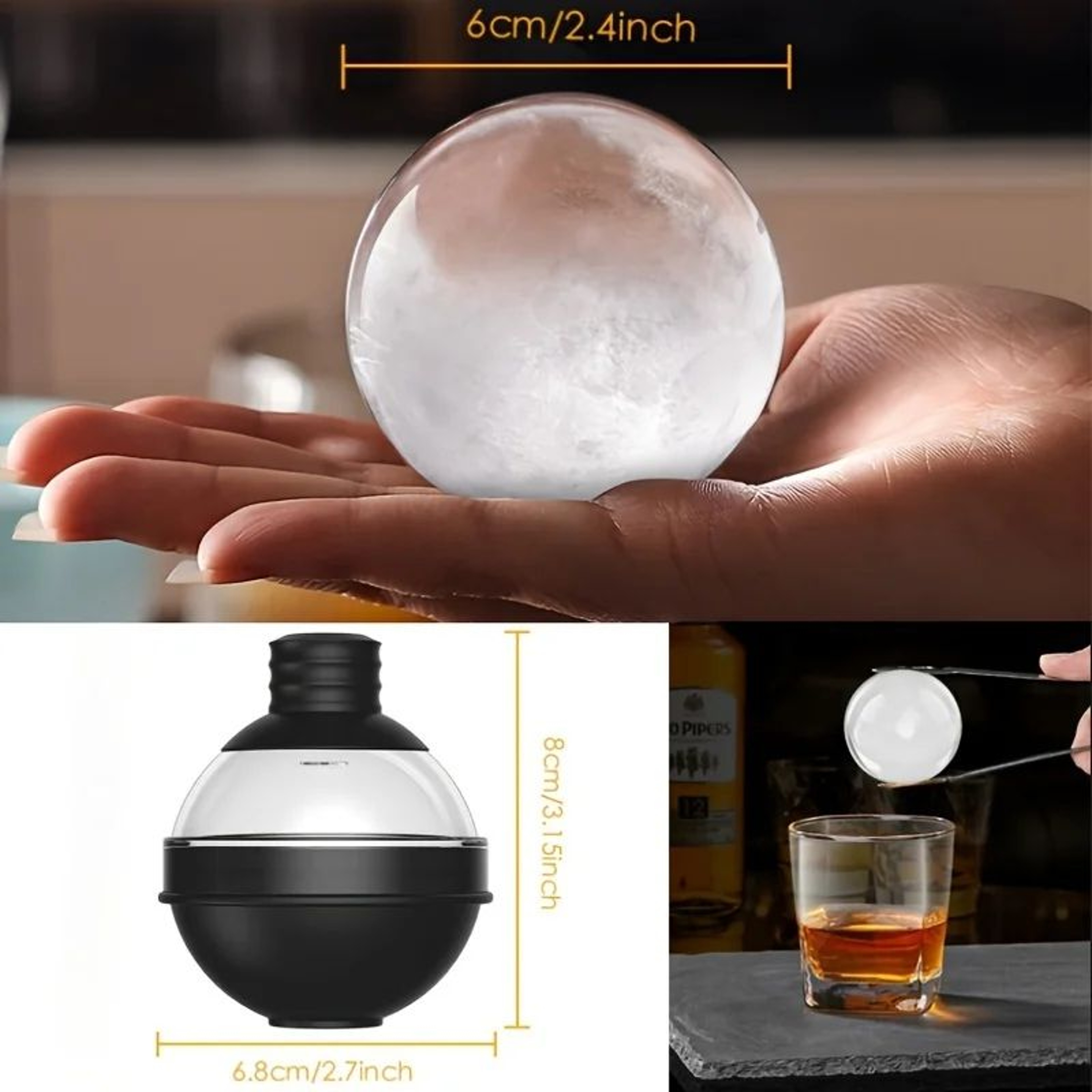 24 Inch Silicone Ice Ball Maker With 2in1 Funnel Lid For Whiskey And Cocktails 5