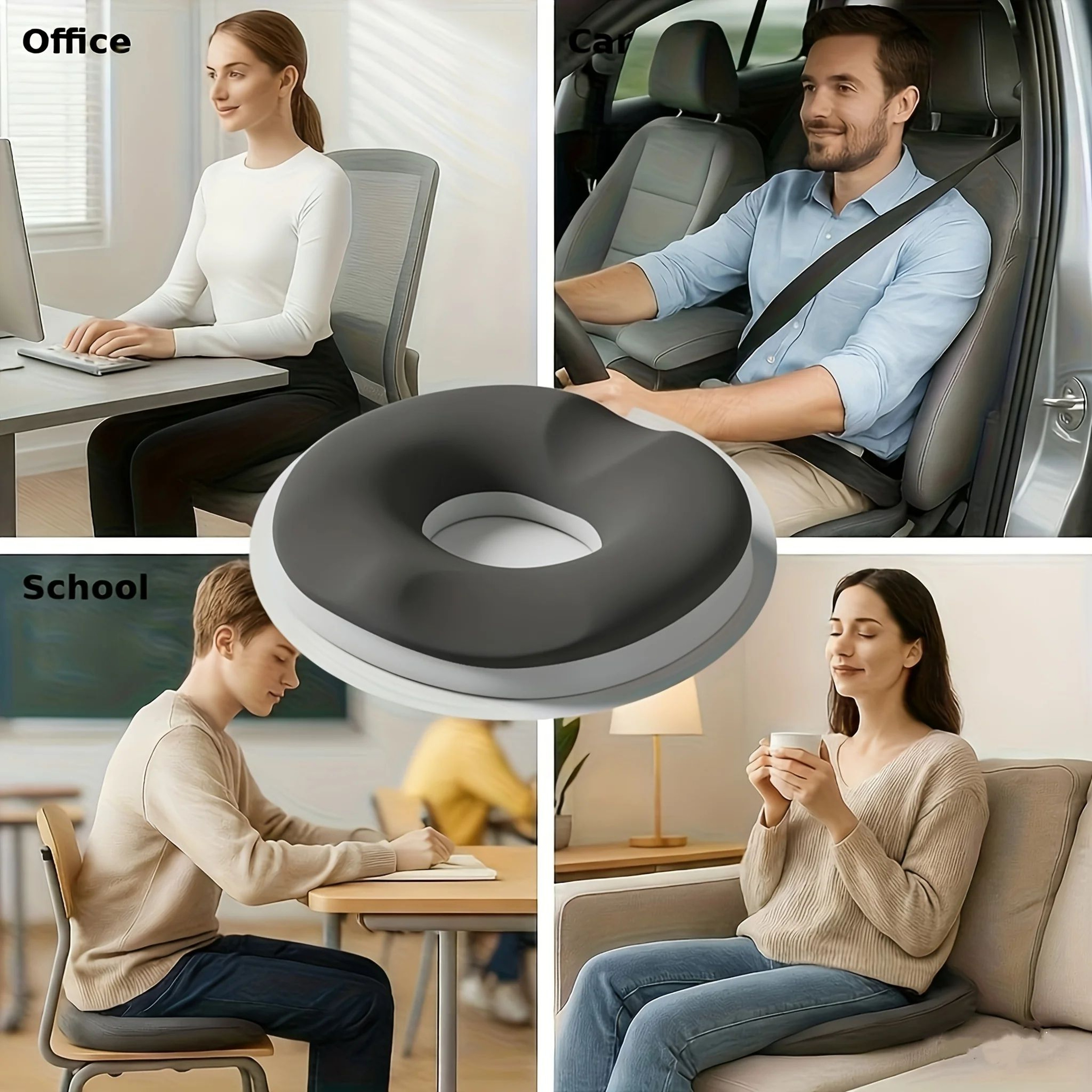Memory Foam Donut Seat Cushion For Tailbone Support And Sitting Comfort 0