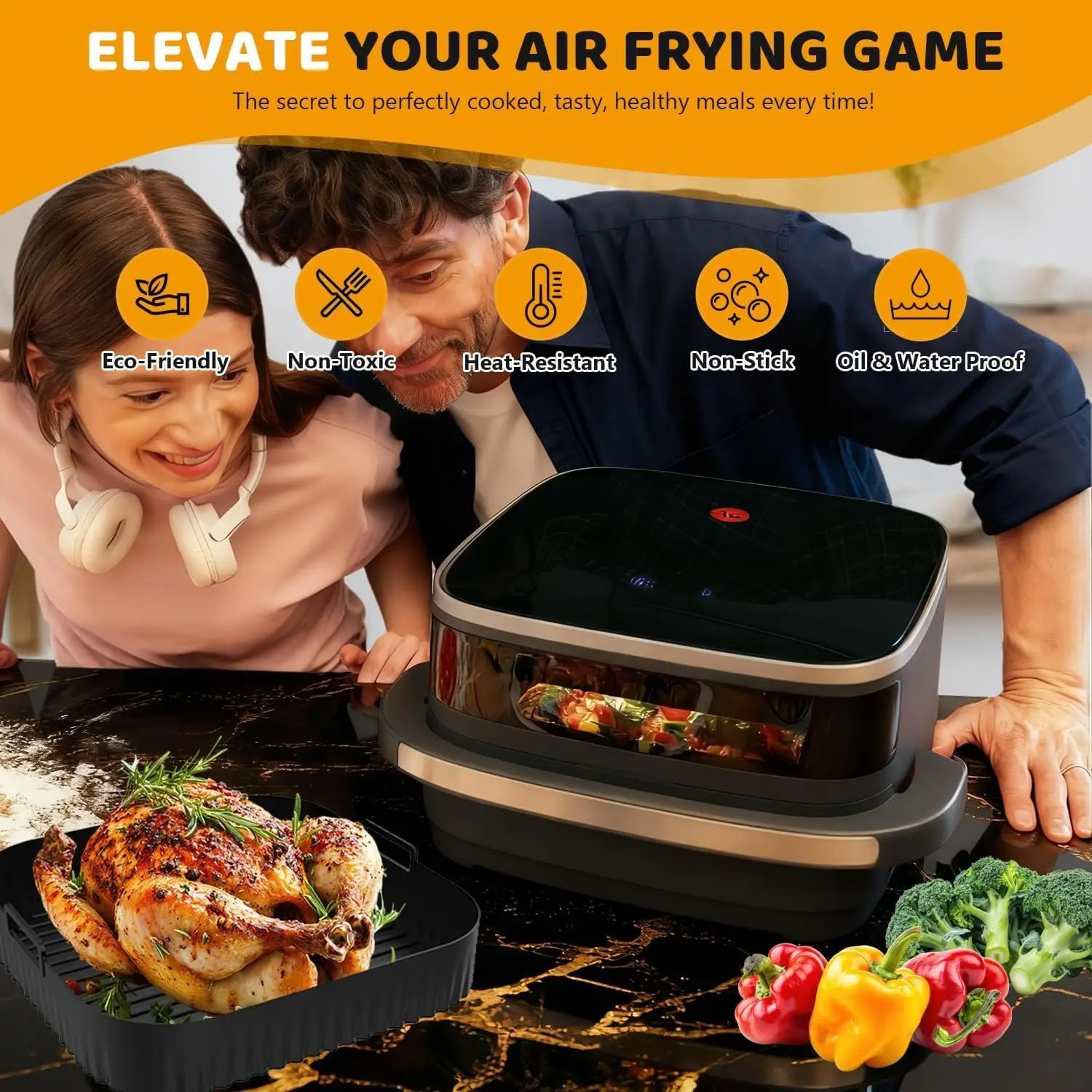26cm Reusable Air Fryer Silicone Liner For Moulinex Easy Fry XL 5
