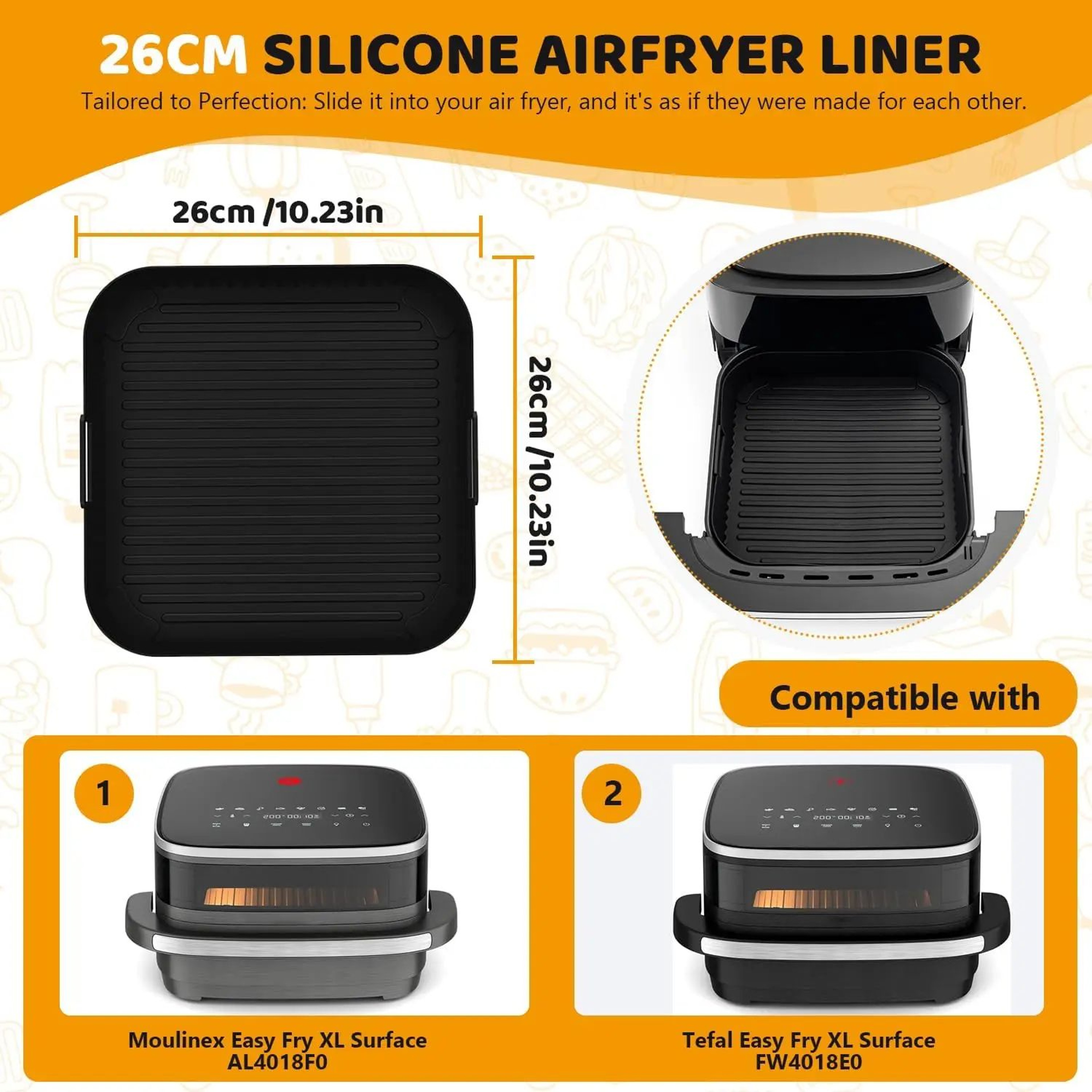26cm Reusable Air Fryer Silicone Liner For Moulinex Easy Fry XL 4