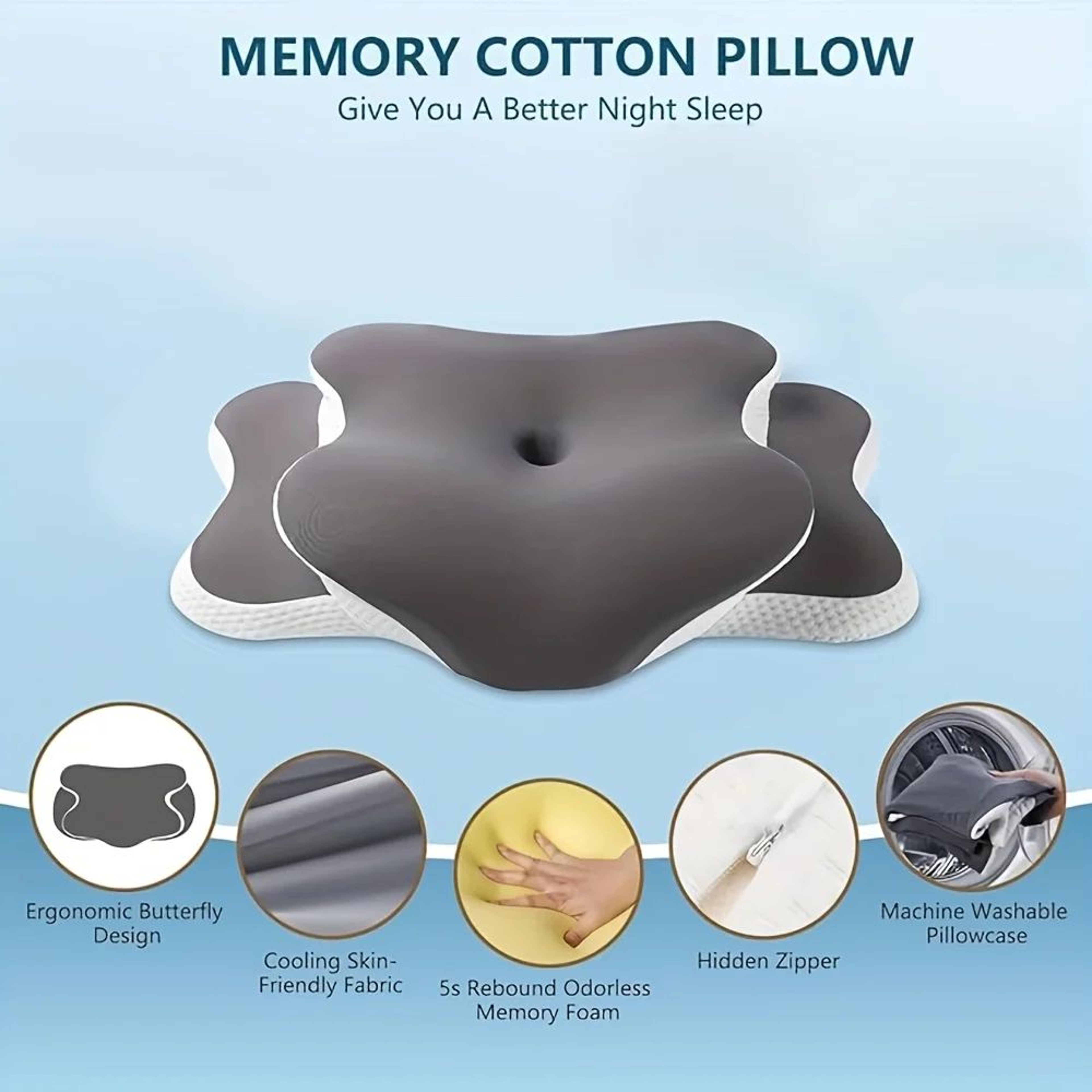 Cooling Cervical Memory Foam Pillowcase Breathable Pillow Protector Cover 1
