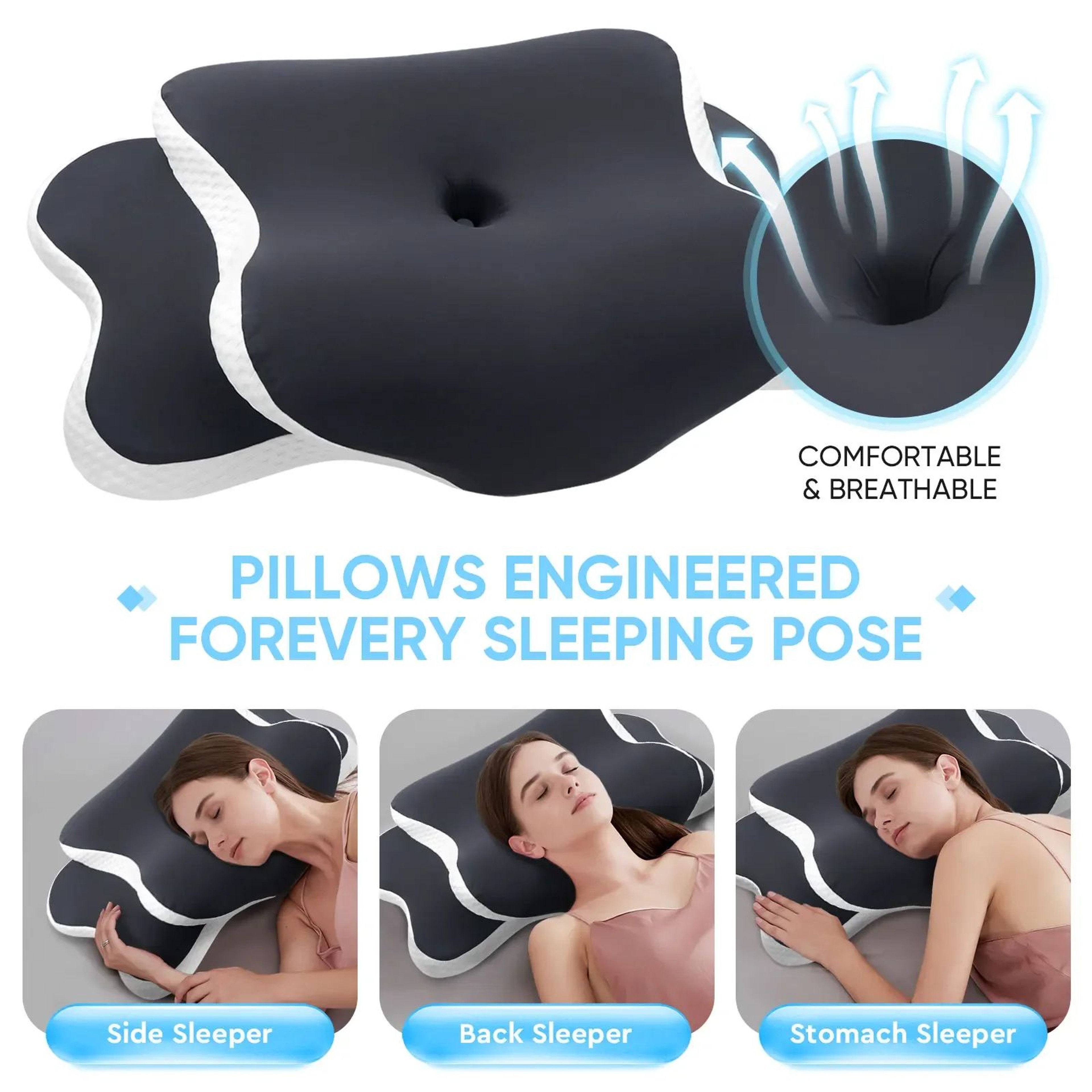 Adjustable Cooling Memory Foam Pillow With Ice Silk Cover For Back And Side Sleepers 5
