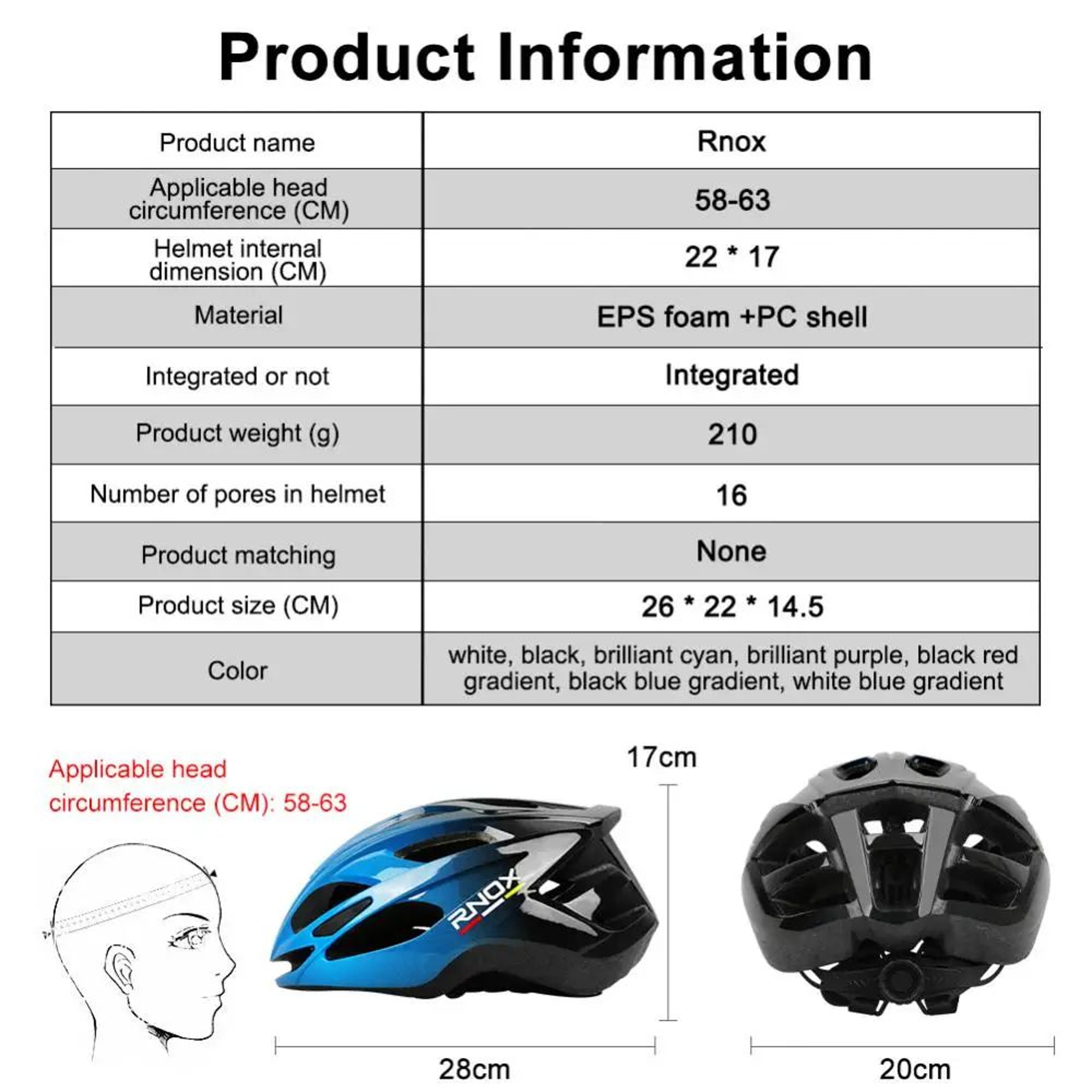 RNOX Ultralight Cycling Helmet - Adjustable Road and MTB Bike Helmet – view 7