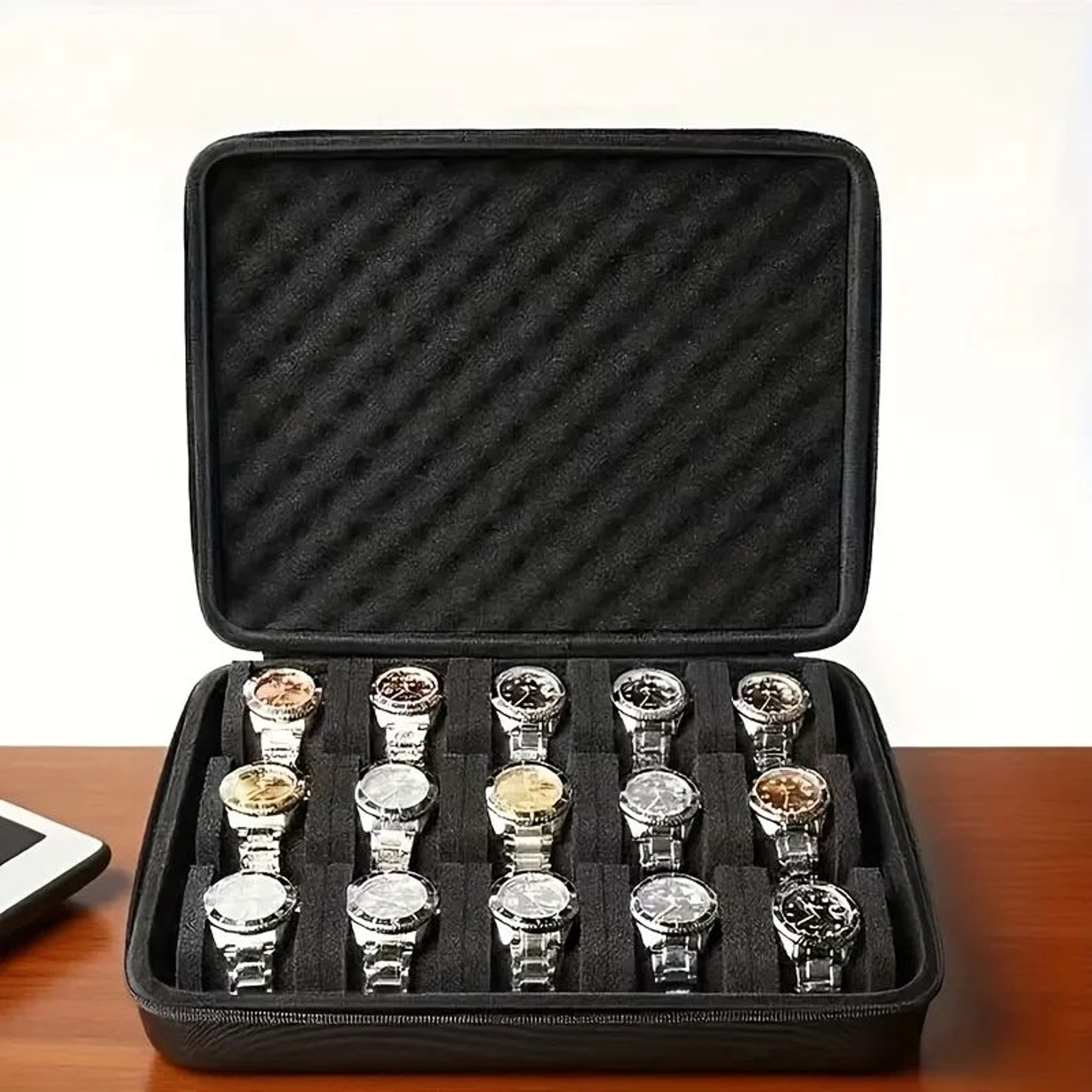 15Slot Portable Watch Storage Box And Jewelry Organizer Display Case 1