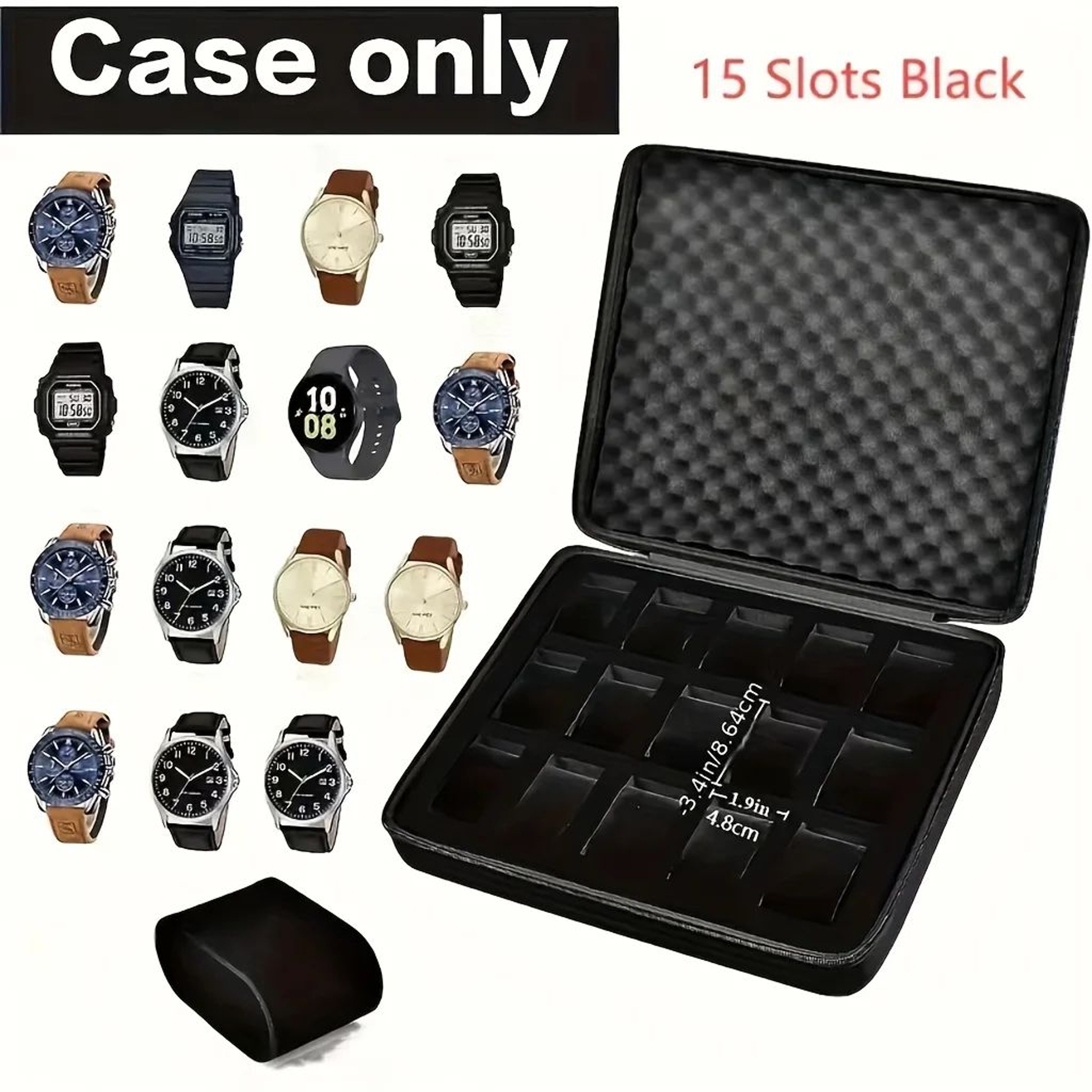 15Slot Portable Watch Storage Box And Jewelry Organizer Display Case 2