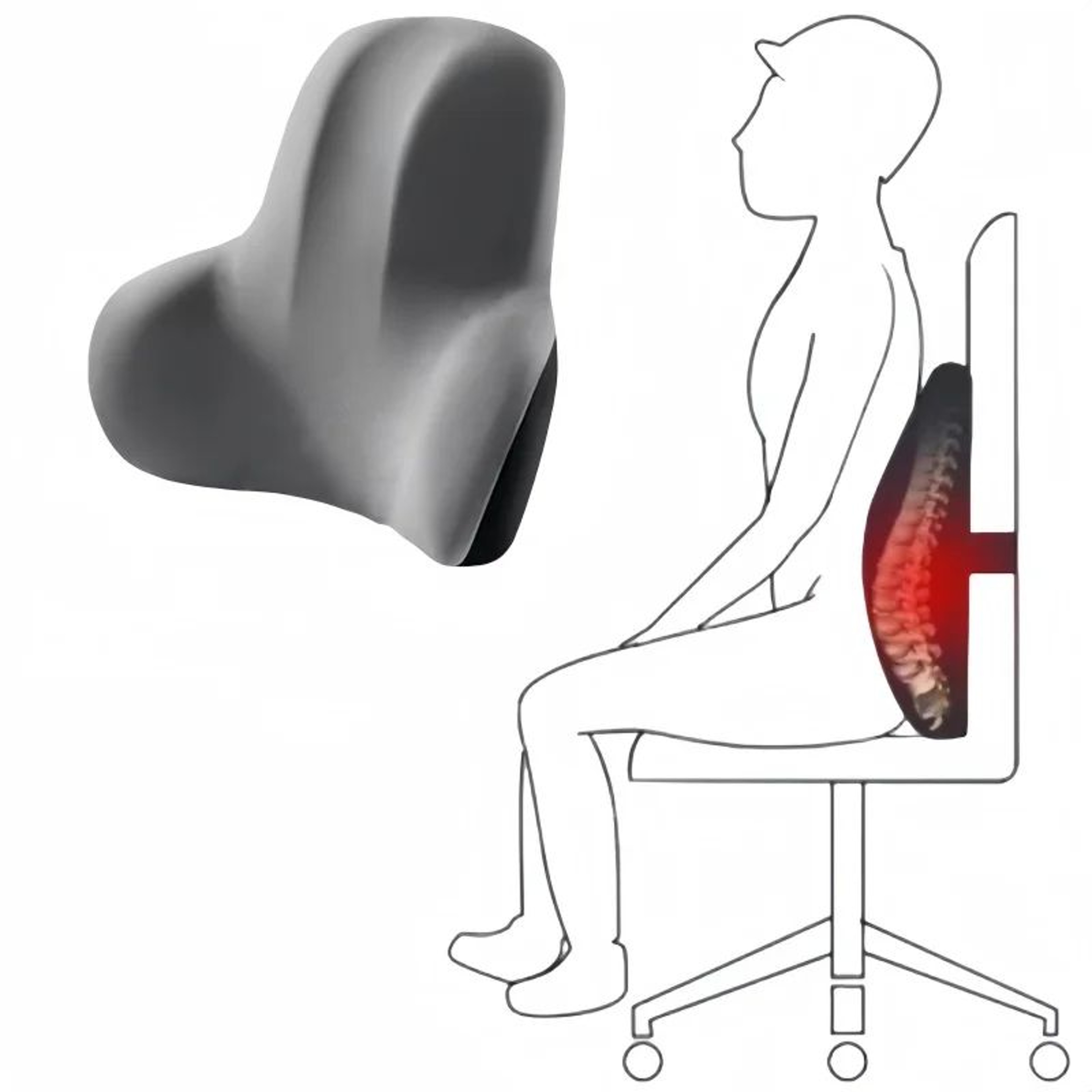 Memory Foam Lumbar Support Pillow For Office Chair Car And Gaming Seat 5