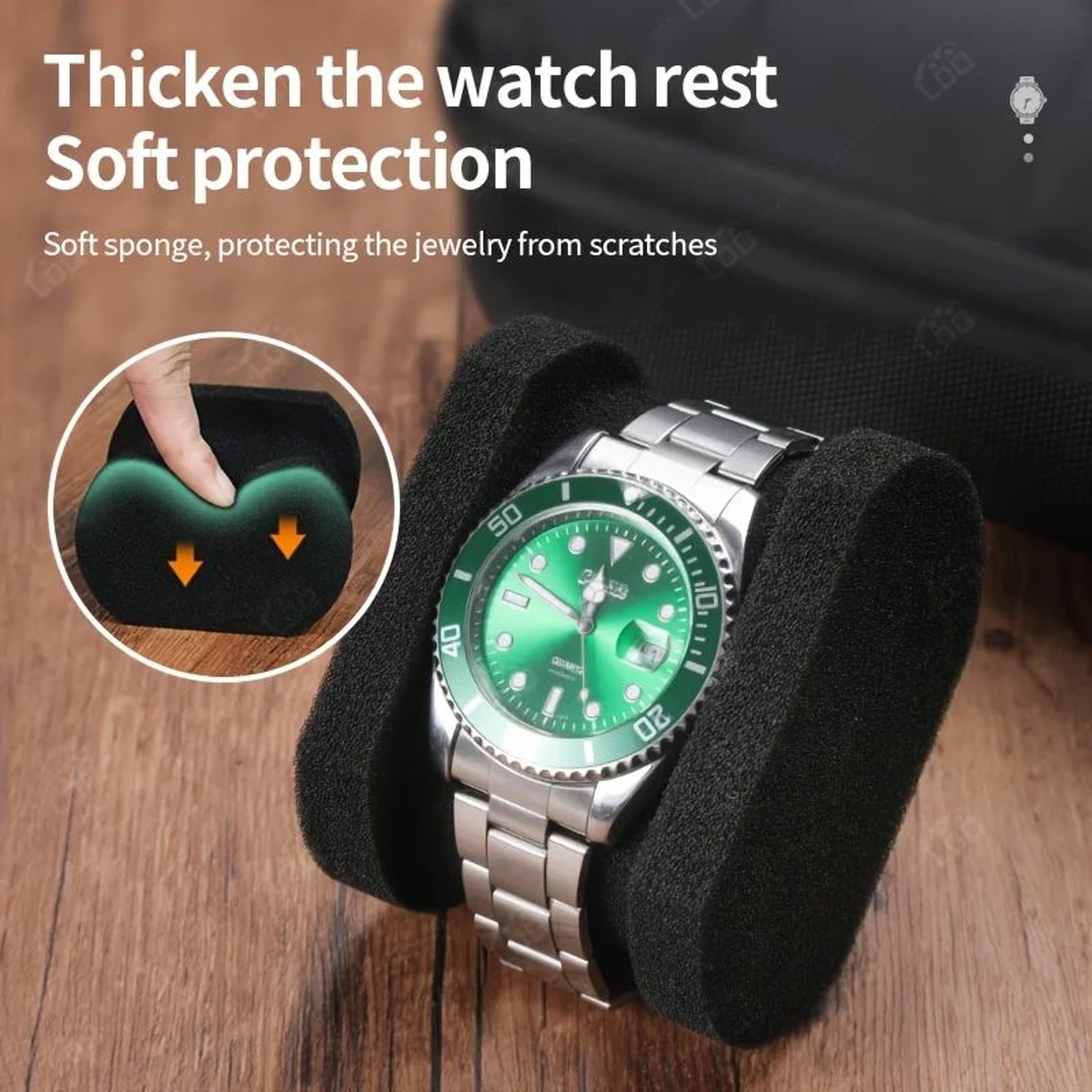 5Slot Hard Shell Watch Travel Case With Foam Pillows And Carry Handle 4
