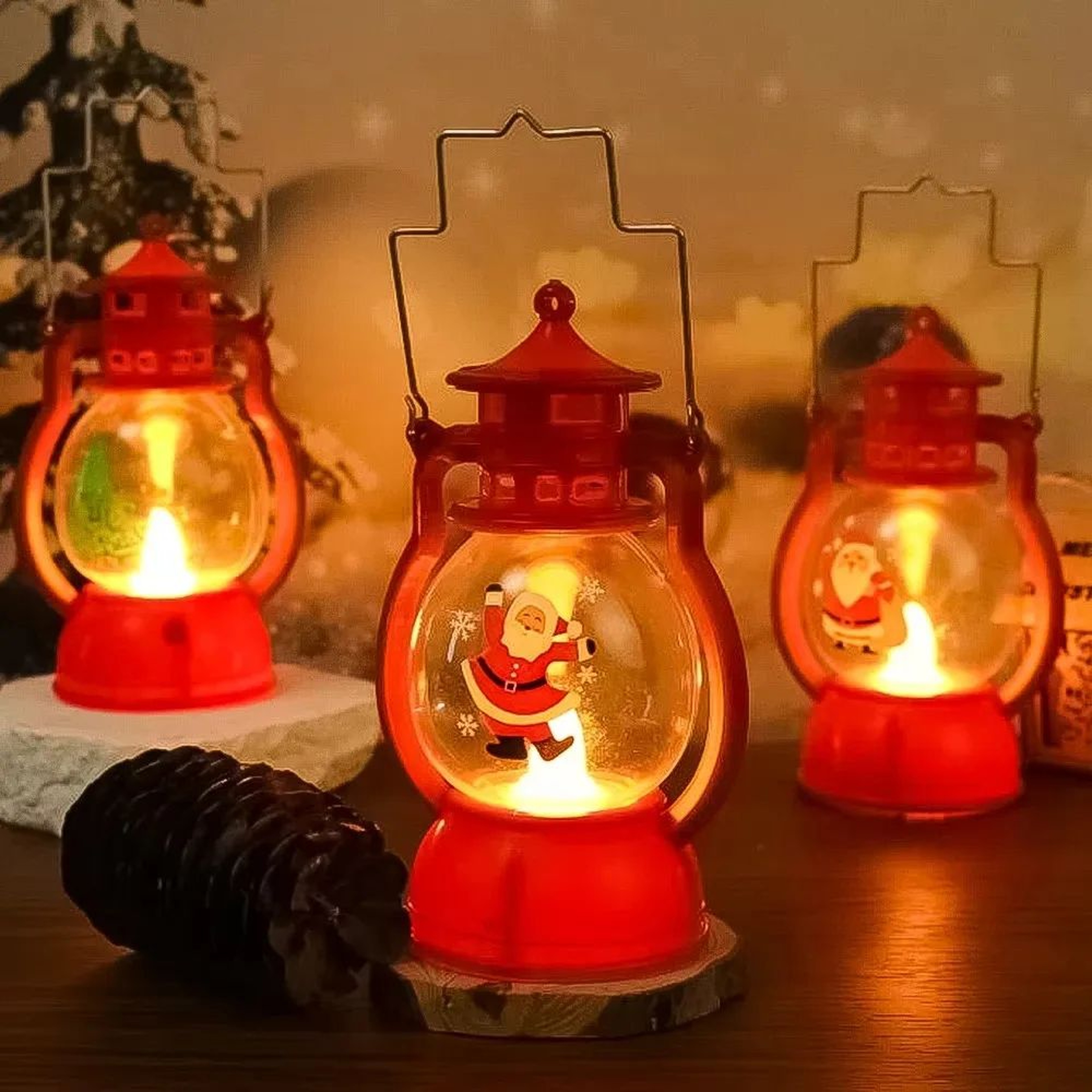 Santa Claus LED Christmas Lantern  Warm Light Holiday Ornament And Tabletop Decor 1
