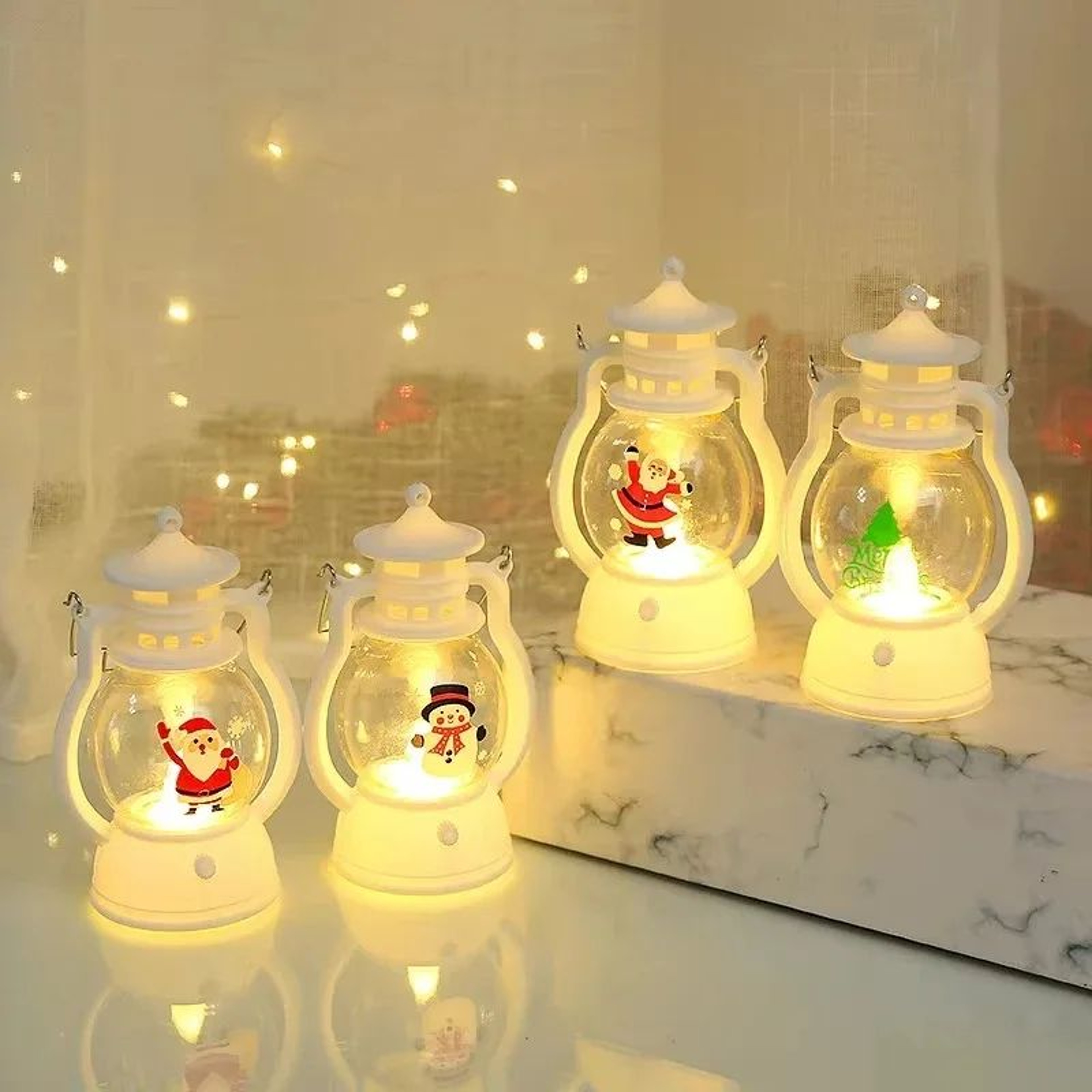 Santa Claus LED Christmas Lantern  Warm Light Holiday Ornament And Tabletop Decor 3