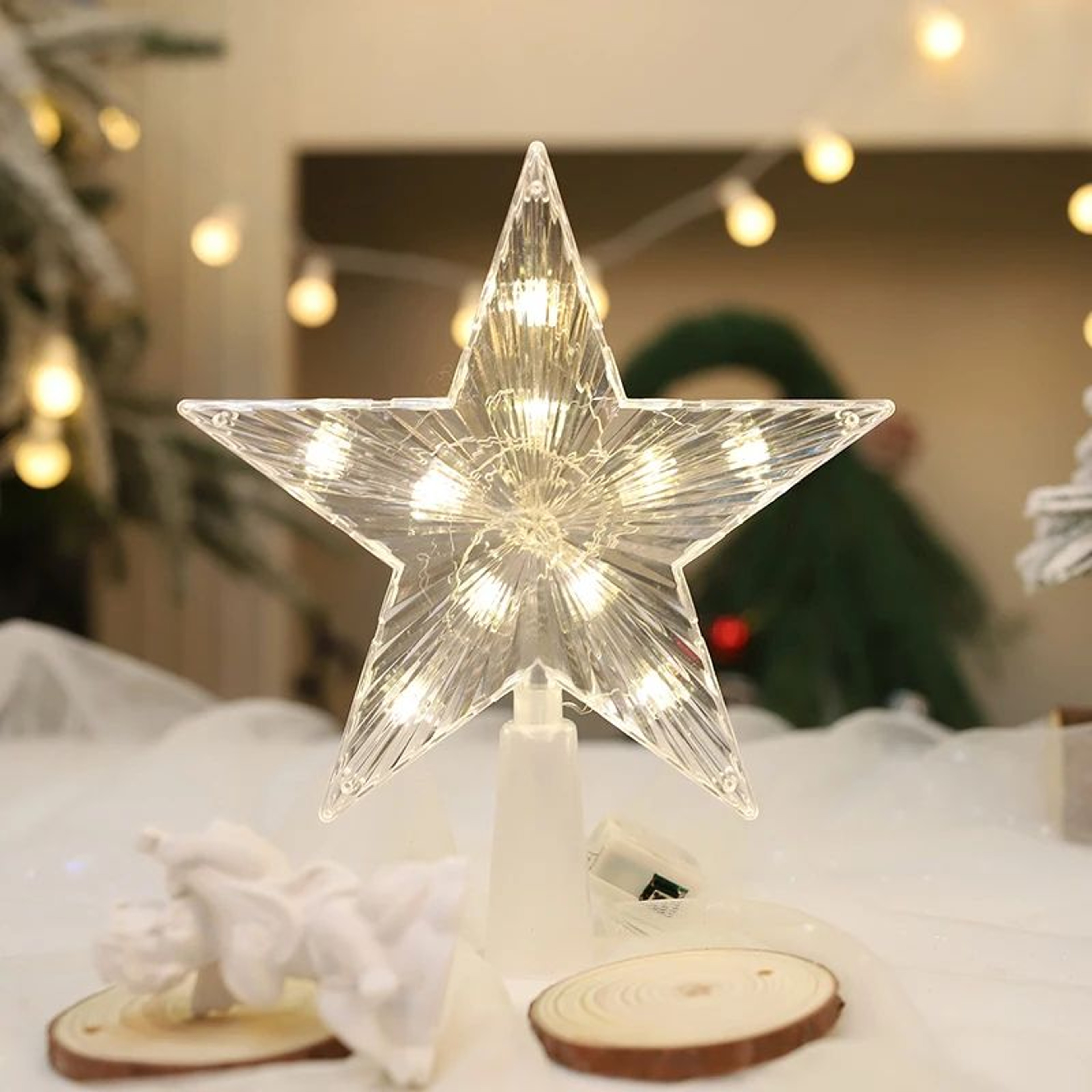 15cm Warm White LED Christmas Tree Star Topper Light 22