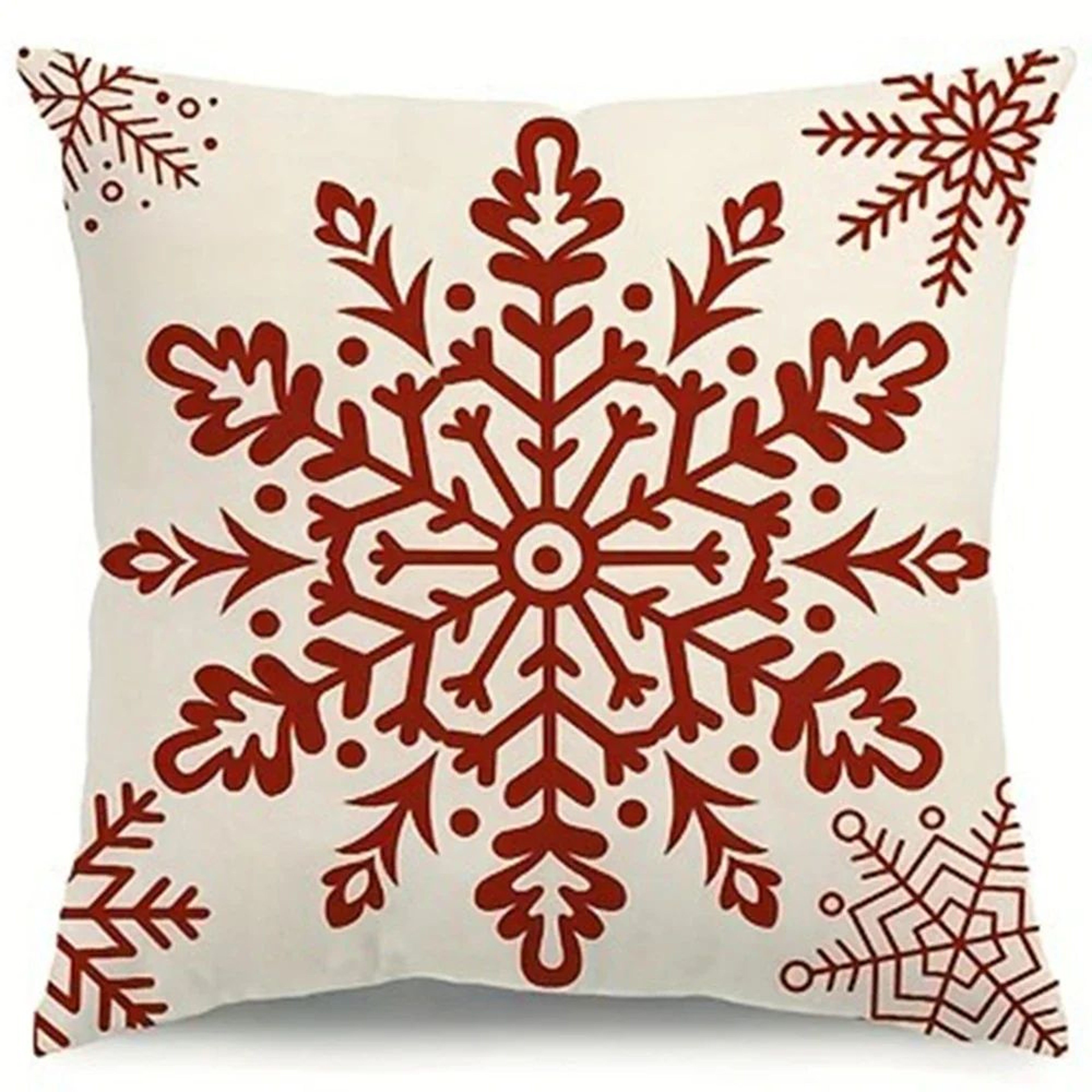 Red Snowflake Christmas Tree Pillow Cover  Festive Holiday Cushion Decor 9