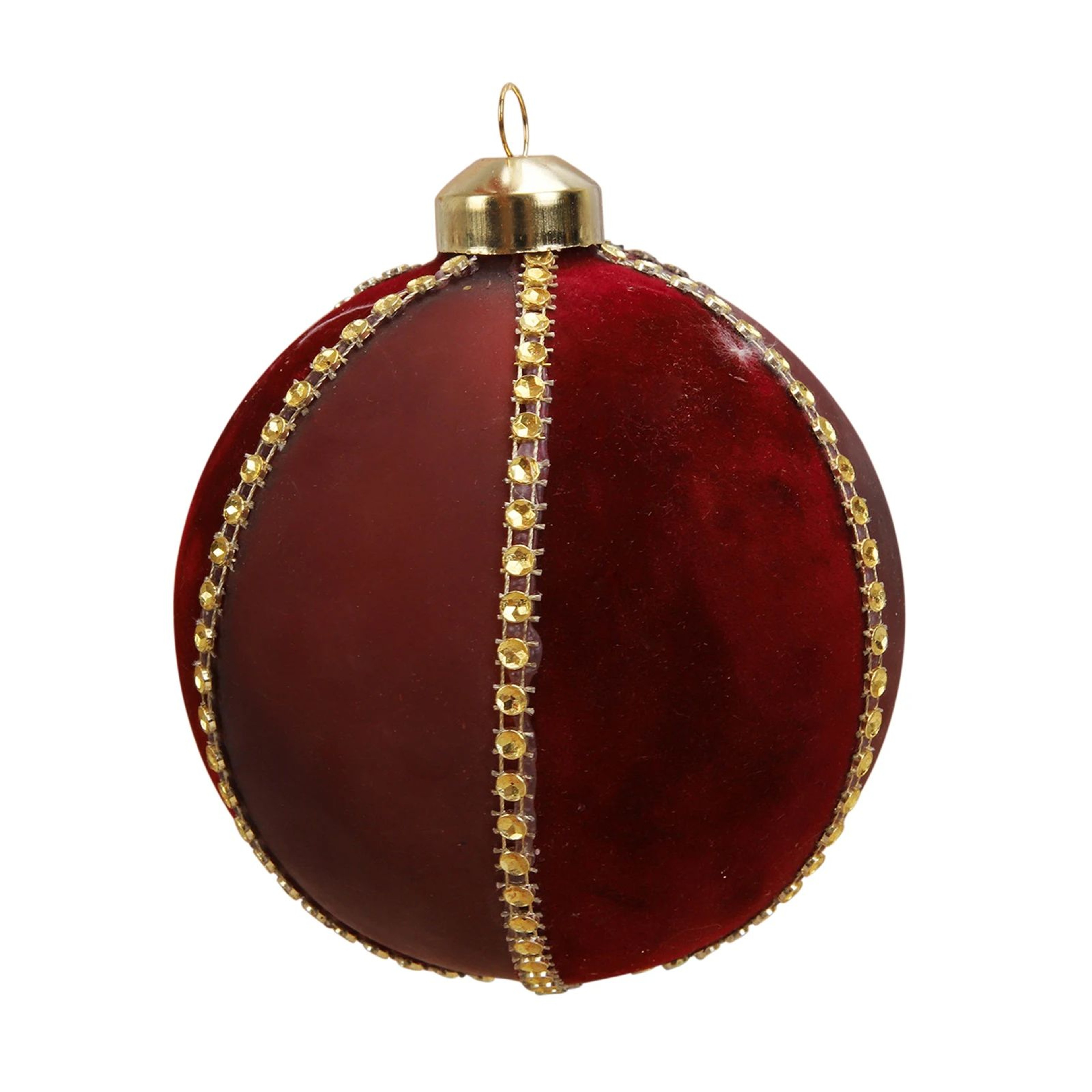 8cm Flocked Glass Christmas Ball Ornament With Rhinestone Accents 6